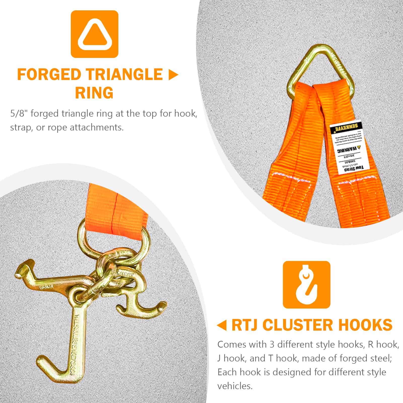 Correas de Remolque SENKEYFE V Bridle, 3" x 24" Correa de - Imagen 4