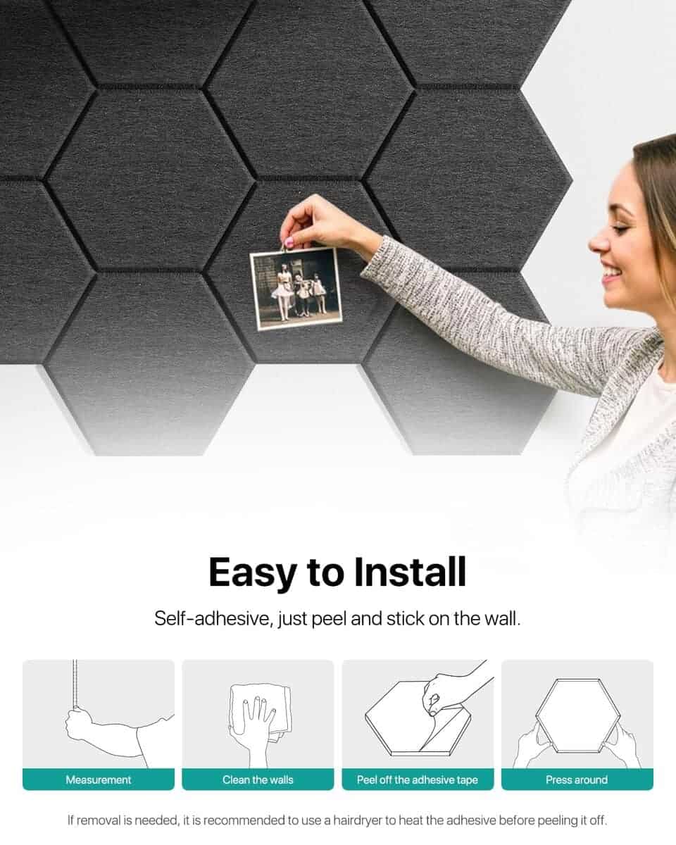 18 Pack Hexagon Acoustic Panels, Paneles Acústicos - Imagen 9