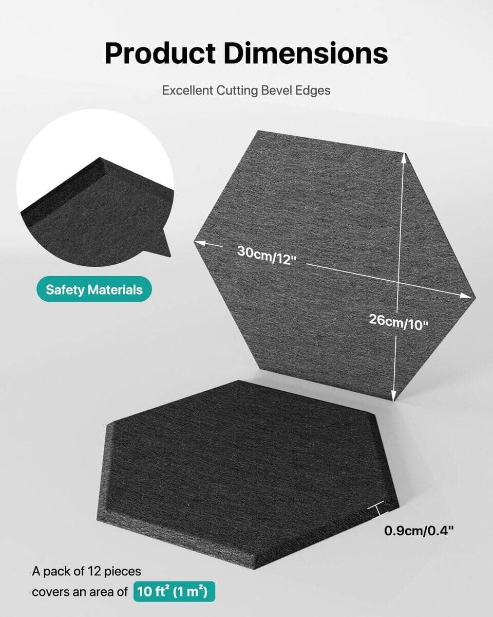 18 Pack Hexagon Acoustic Panels, Paneles Acústicos - Imagen 6