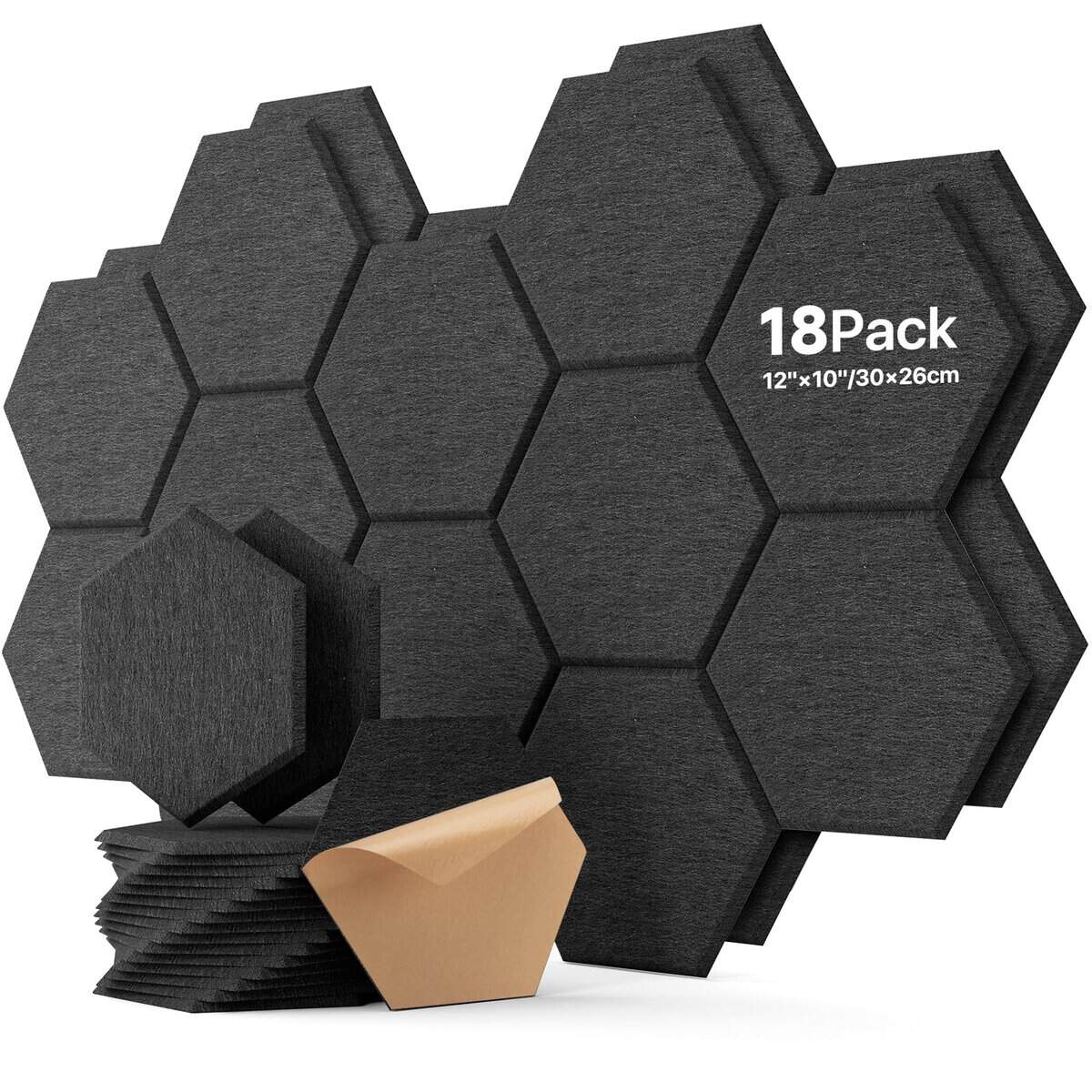 18 Pack Hexagon Acoustic Panels, Paneles Acústicos