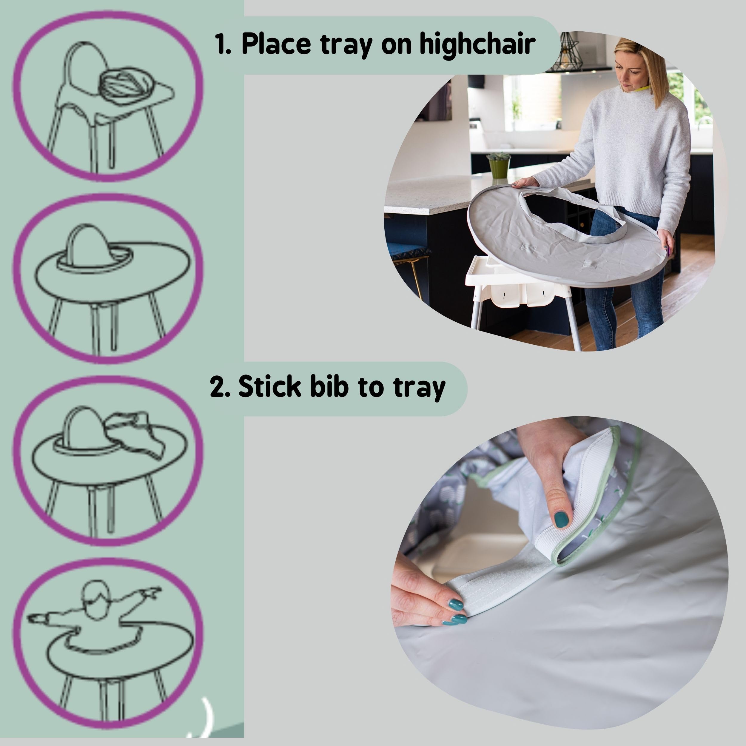 Kit de babero y bandeja Tidy Tot para alimentación de bebés - Imagen 8