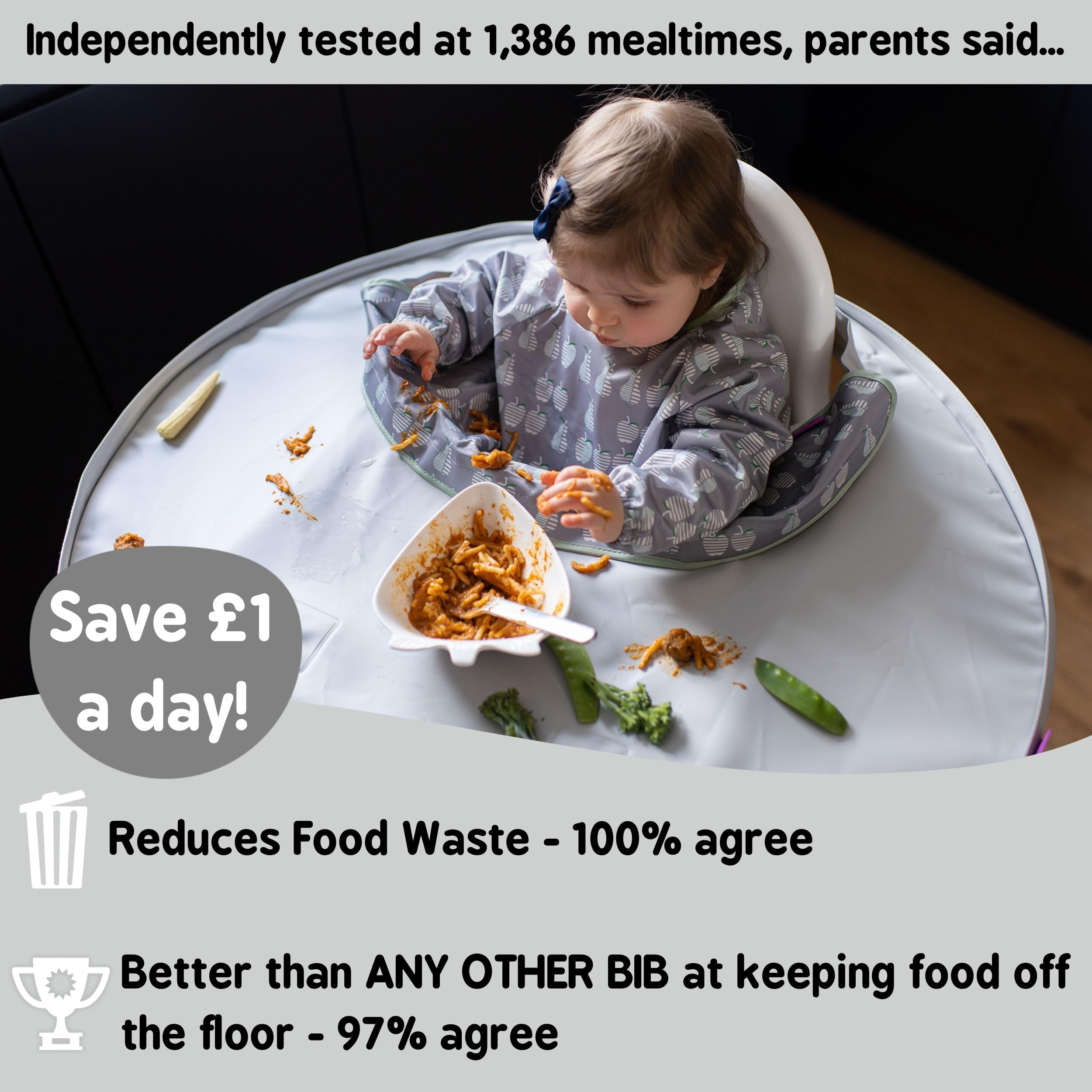 Kit de babero y bandeja Tidy Tot para alimentación de bebés - Imagen 7