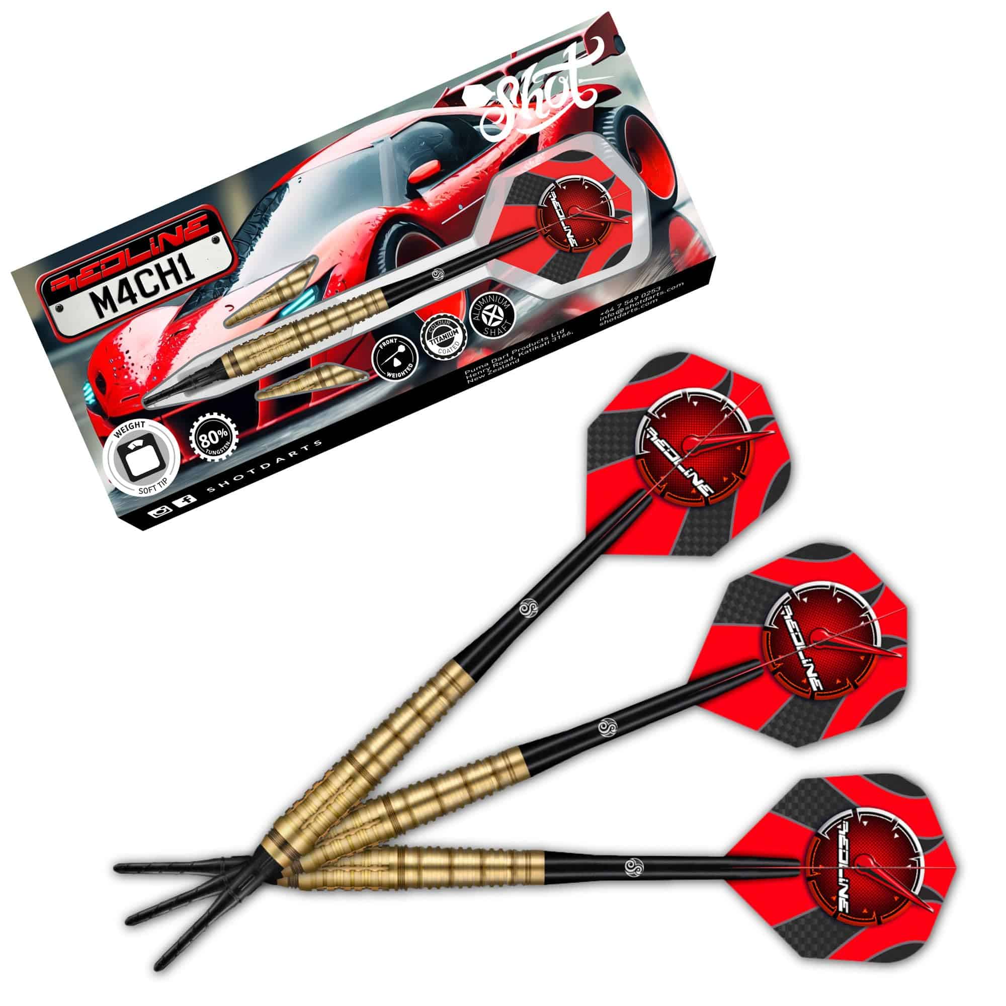 Set de dardos profesionales Shot! Darts Redline M4CH1 de