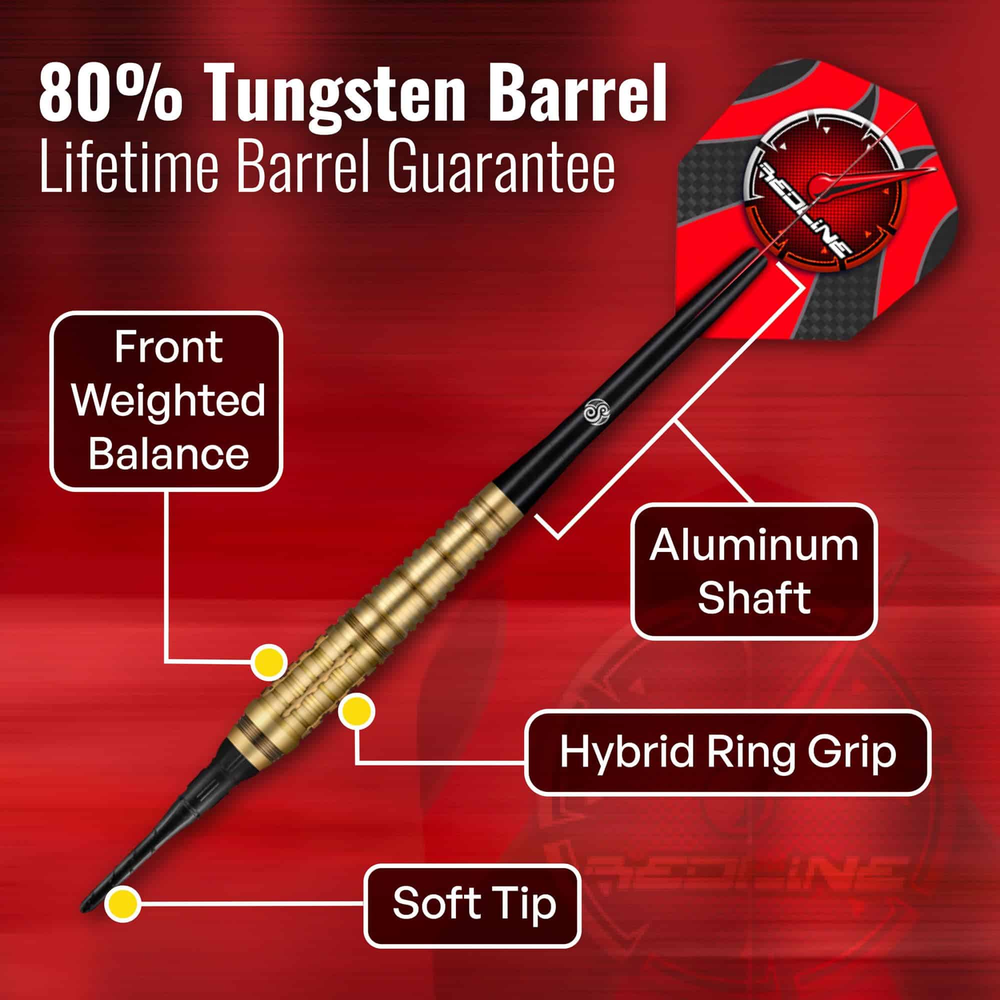 Set de dardos profesionales Shot! Darts Redline M4CH1 de - Imagen 4