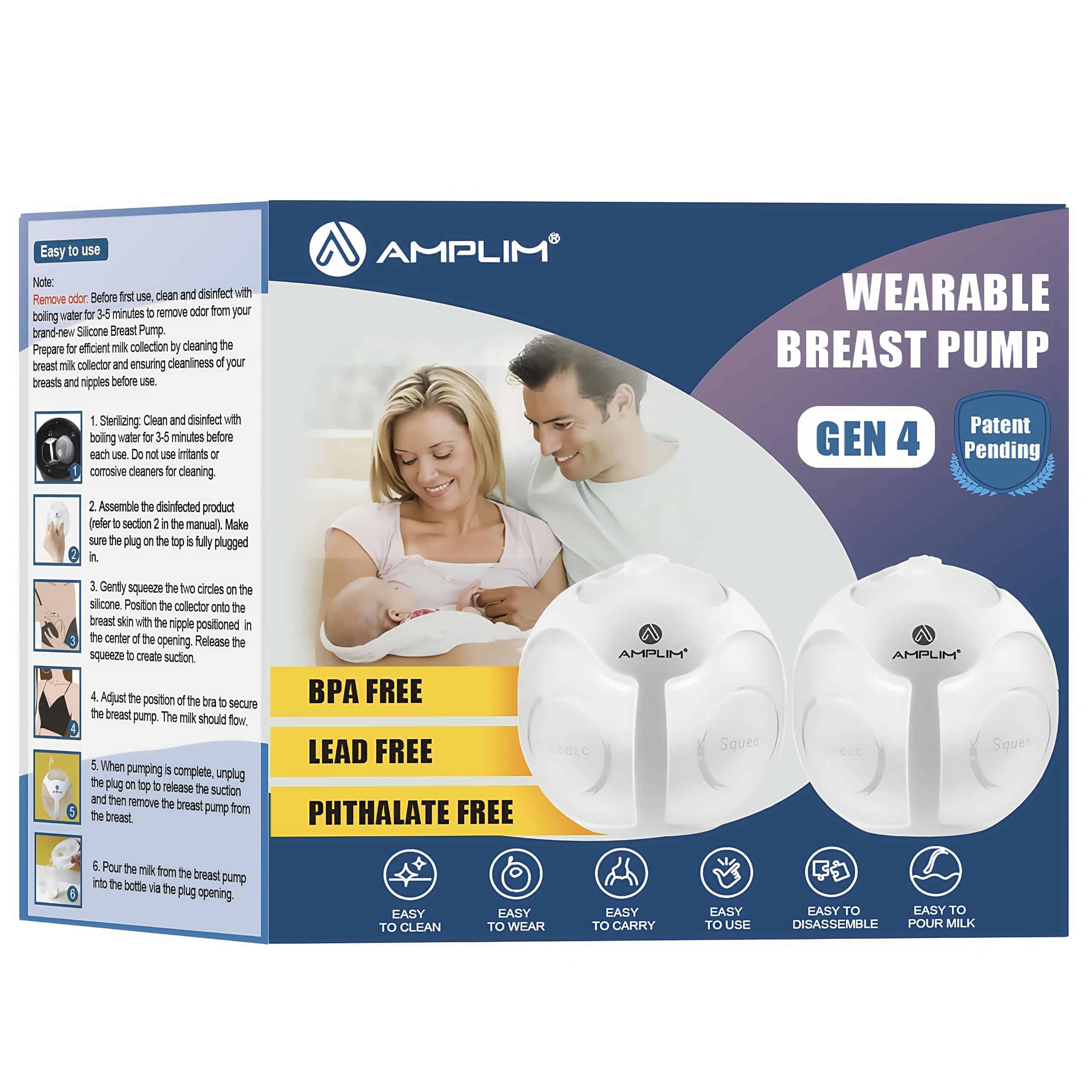 Colector de leche materna portátil de Amplim In-Bra | Copa