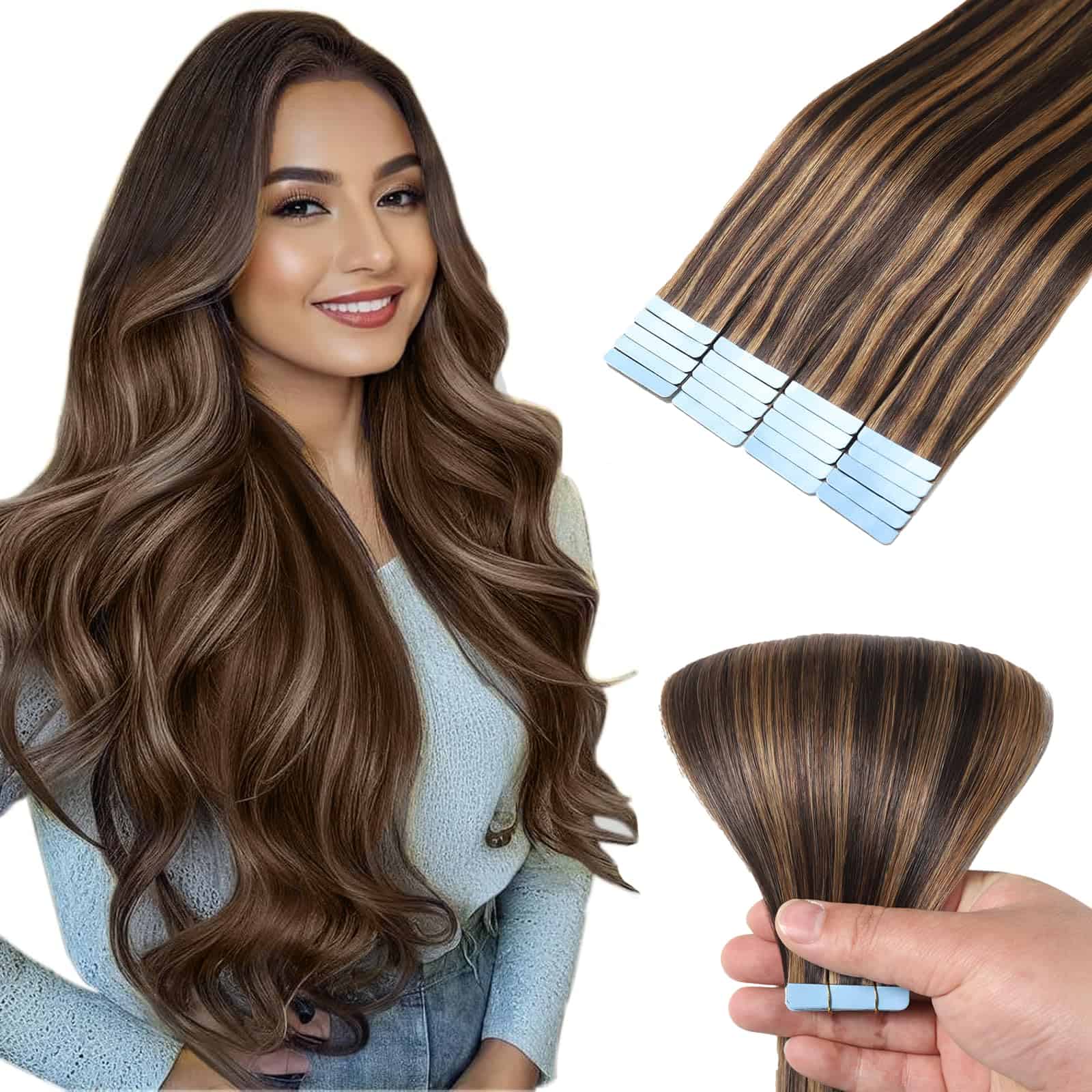 Extensiones de Cabello Humano Mifes Cinta #2/6 Balayage