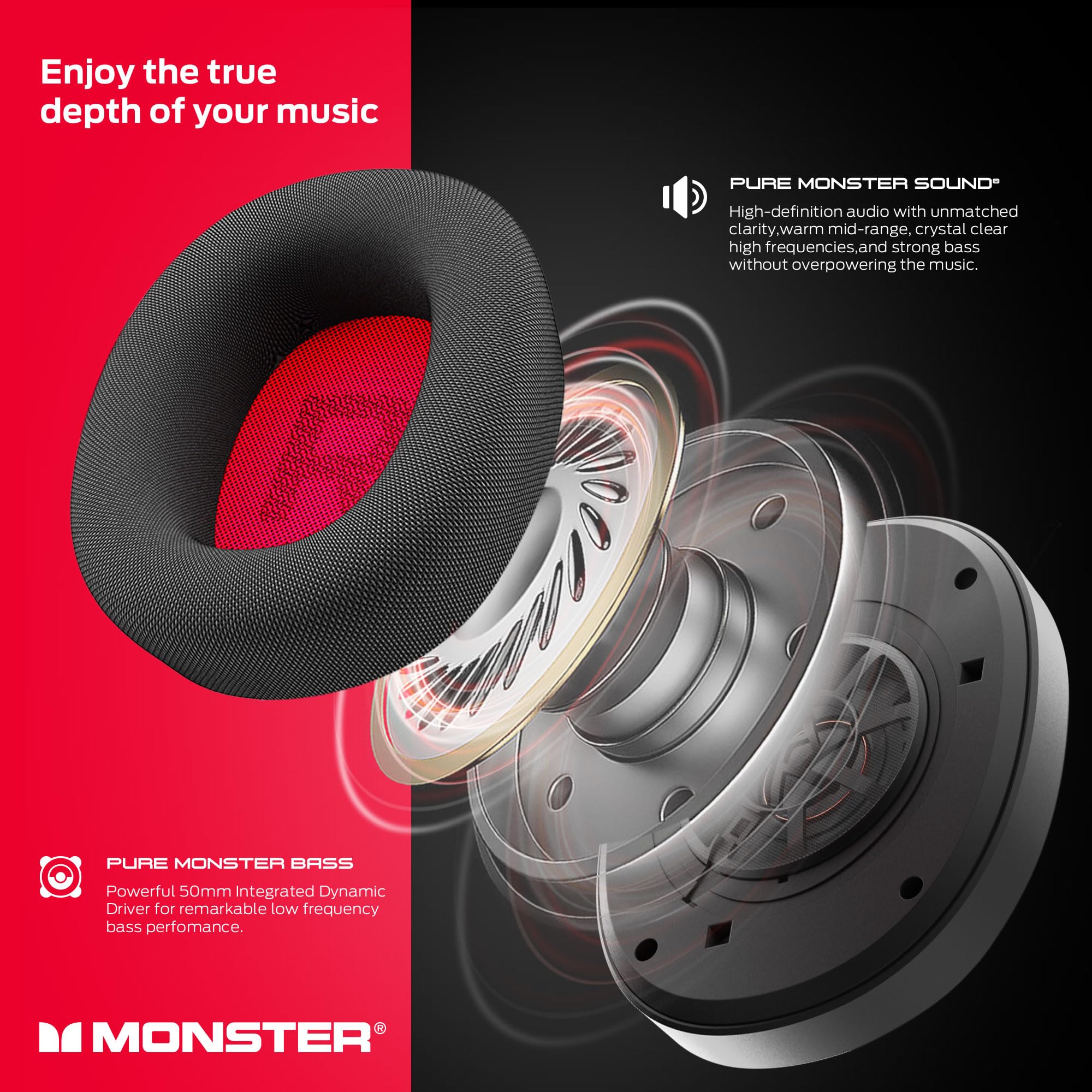 Audífonos Inalámbricos Bluetooth On-Ear Monster Elements - Imagen 6