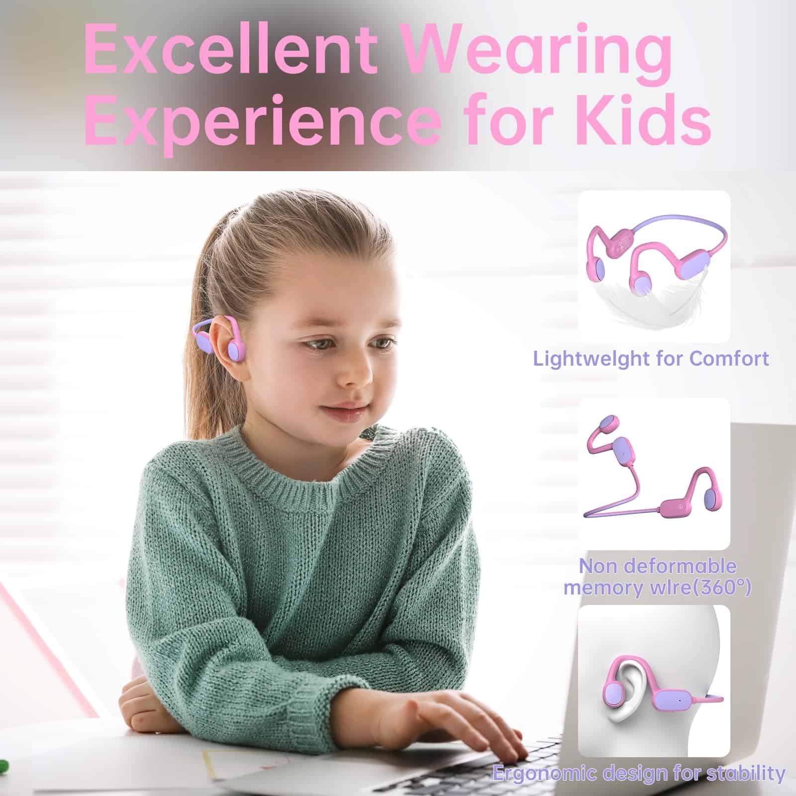 Mehomeli Kids Headphones, Bluetooth 5.2 Auriculares de - Imagen 4