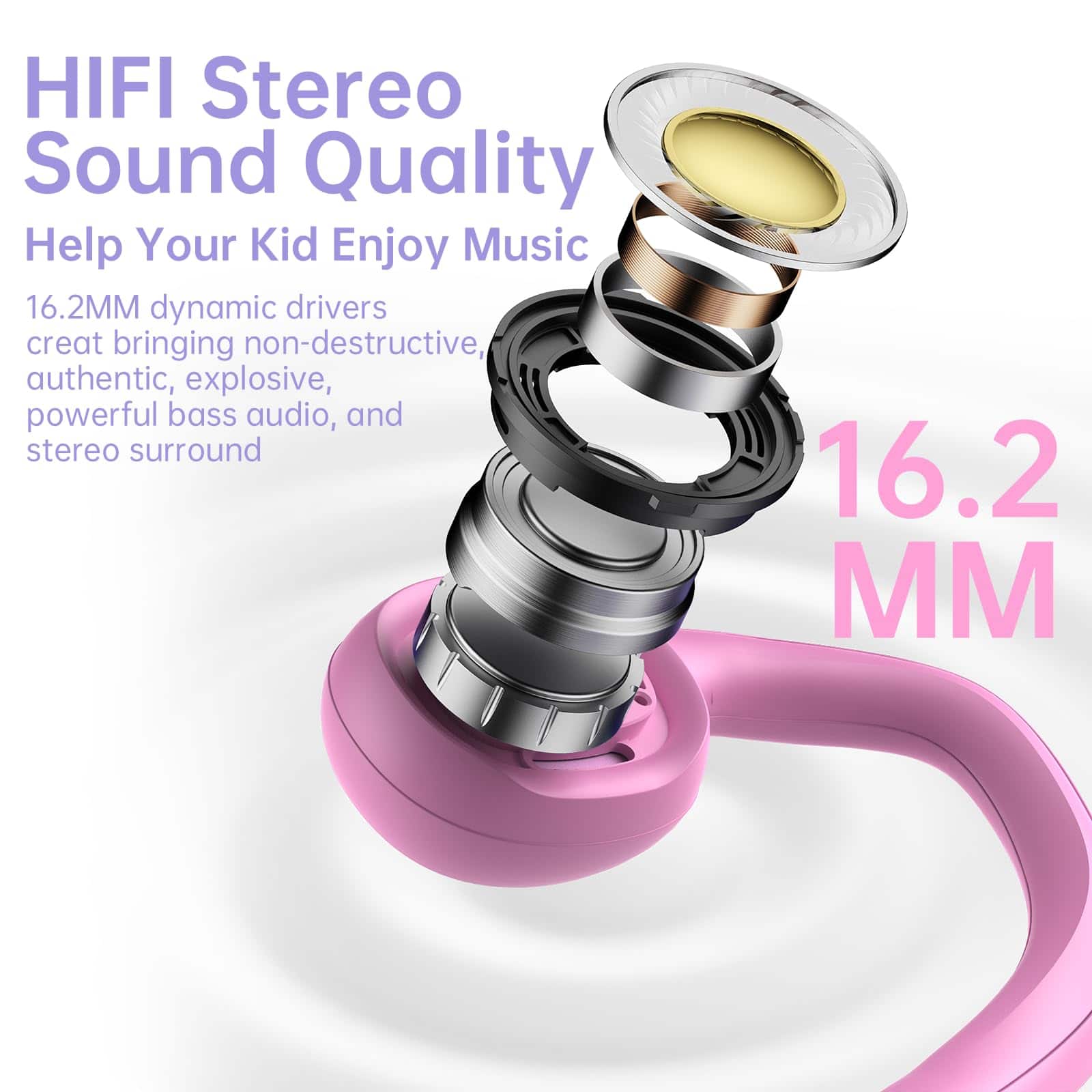 Mehomeli Kids Headphones, Bluetooth 5.2 Auriculares de - Imagen 7