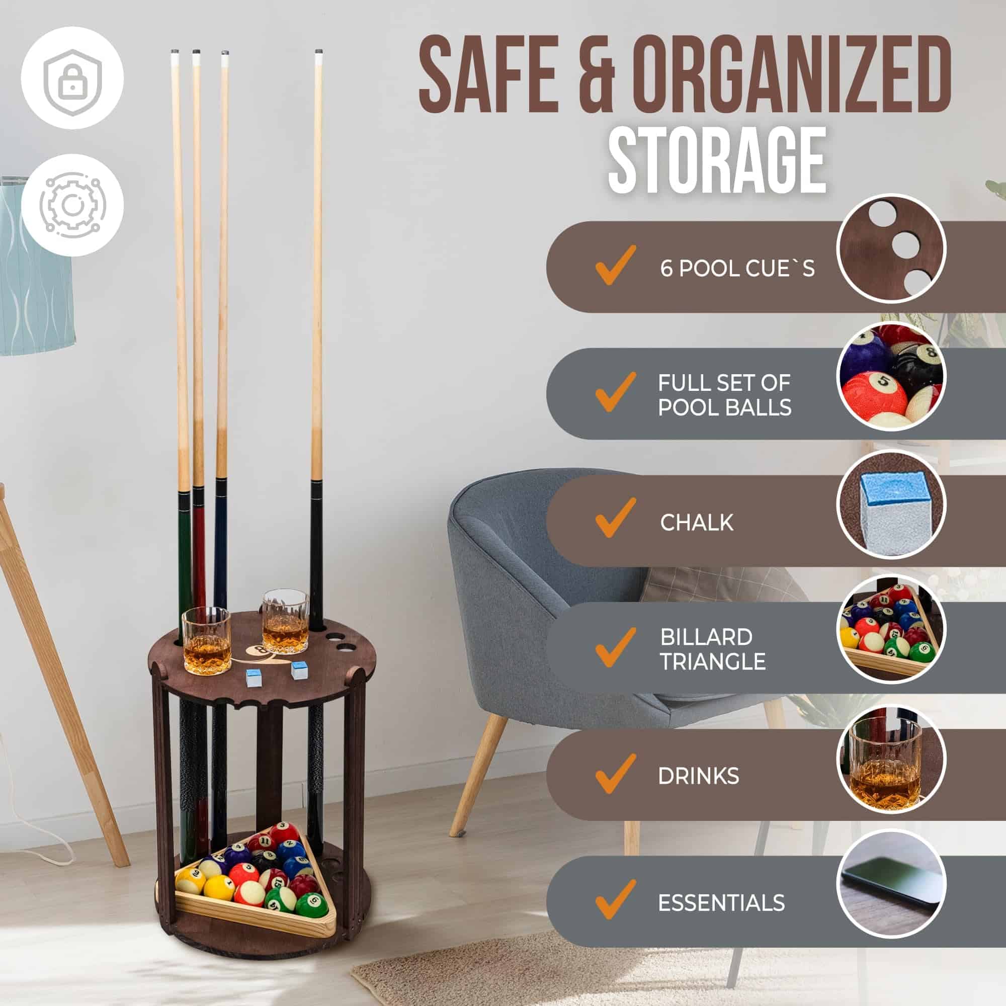 Soporte de Palo de Billar - Soporte de Palo de Billar de - Imagen 3