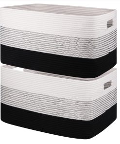 Cesta de Almacenamiento Tejida Rectangular de Cuerda de