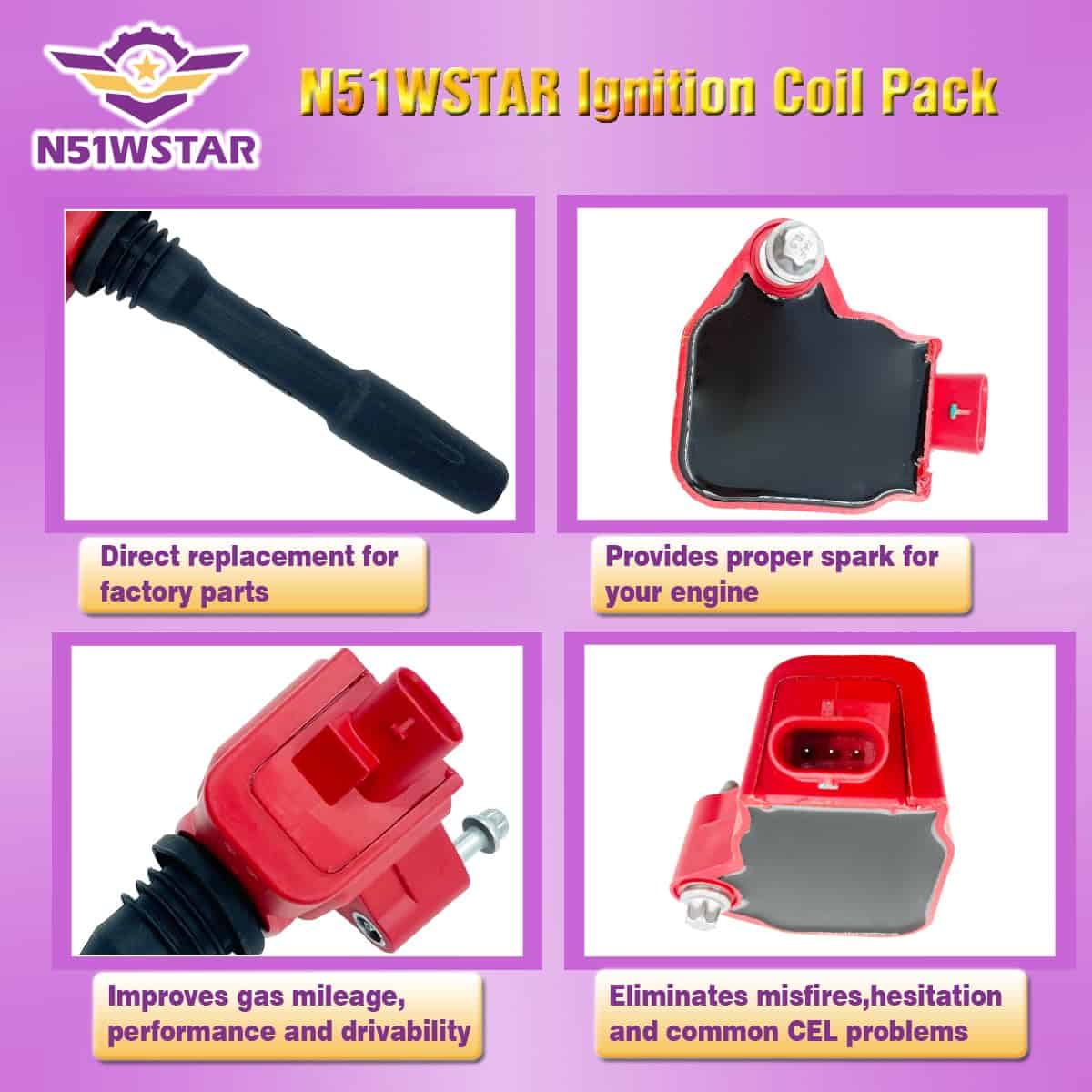 Conjunto de 6 bobinas de encendido de alta energía N51WSTAR - Imagen 3