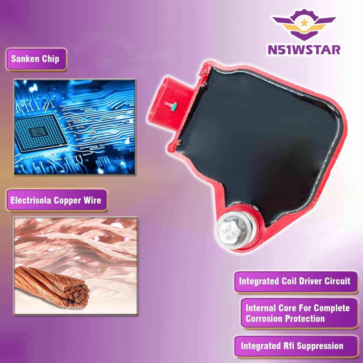 Conjunto de 6 bobinas de encendido de alta energía N51WSTAR - Imagen 4