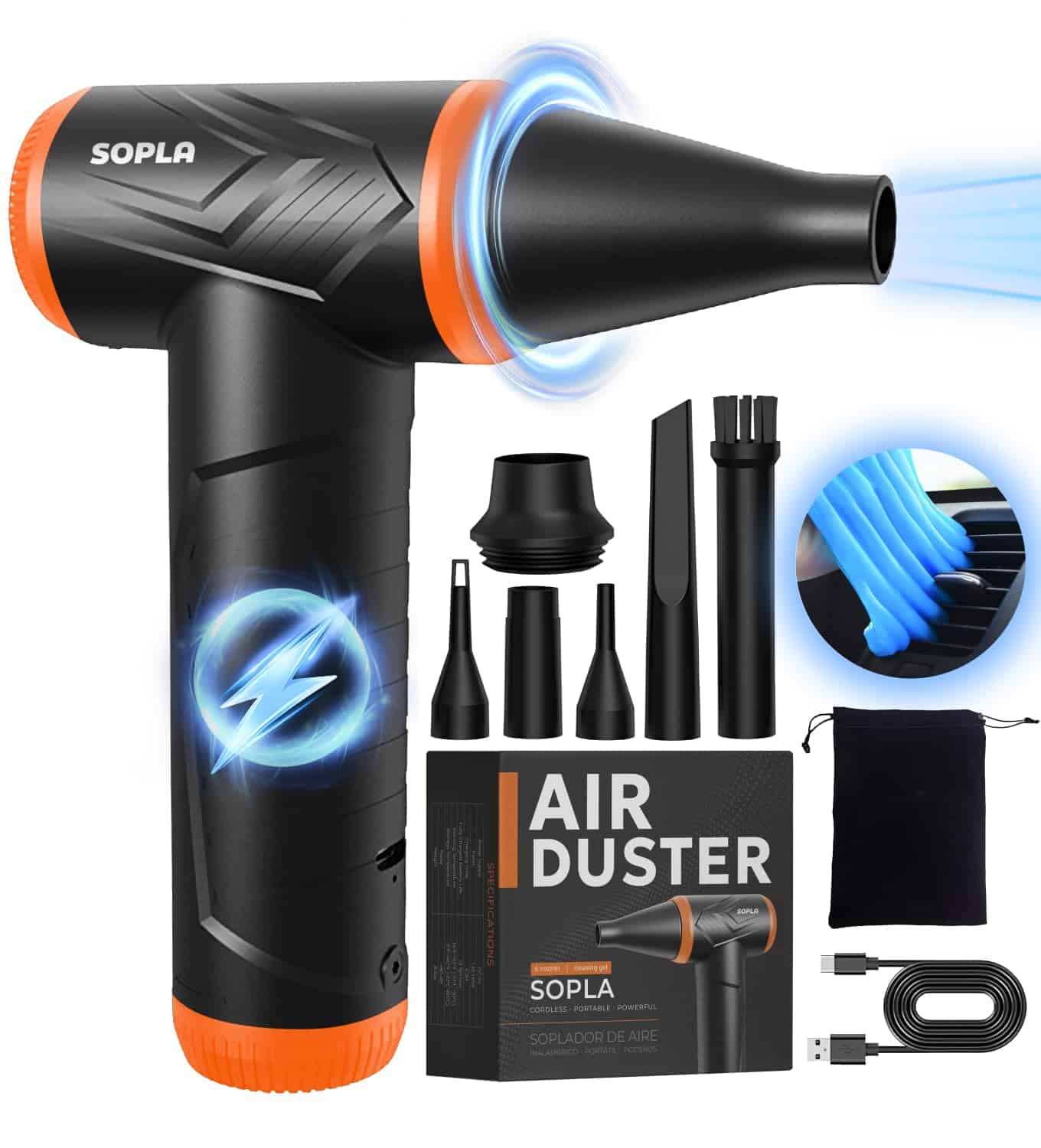 Soplador de Aire Comprimido Eléctrico 150,000 RPM con Gel