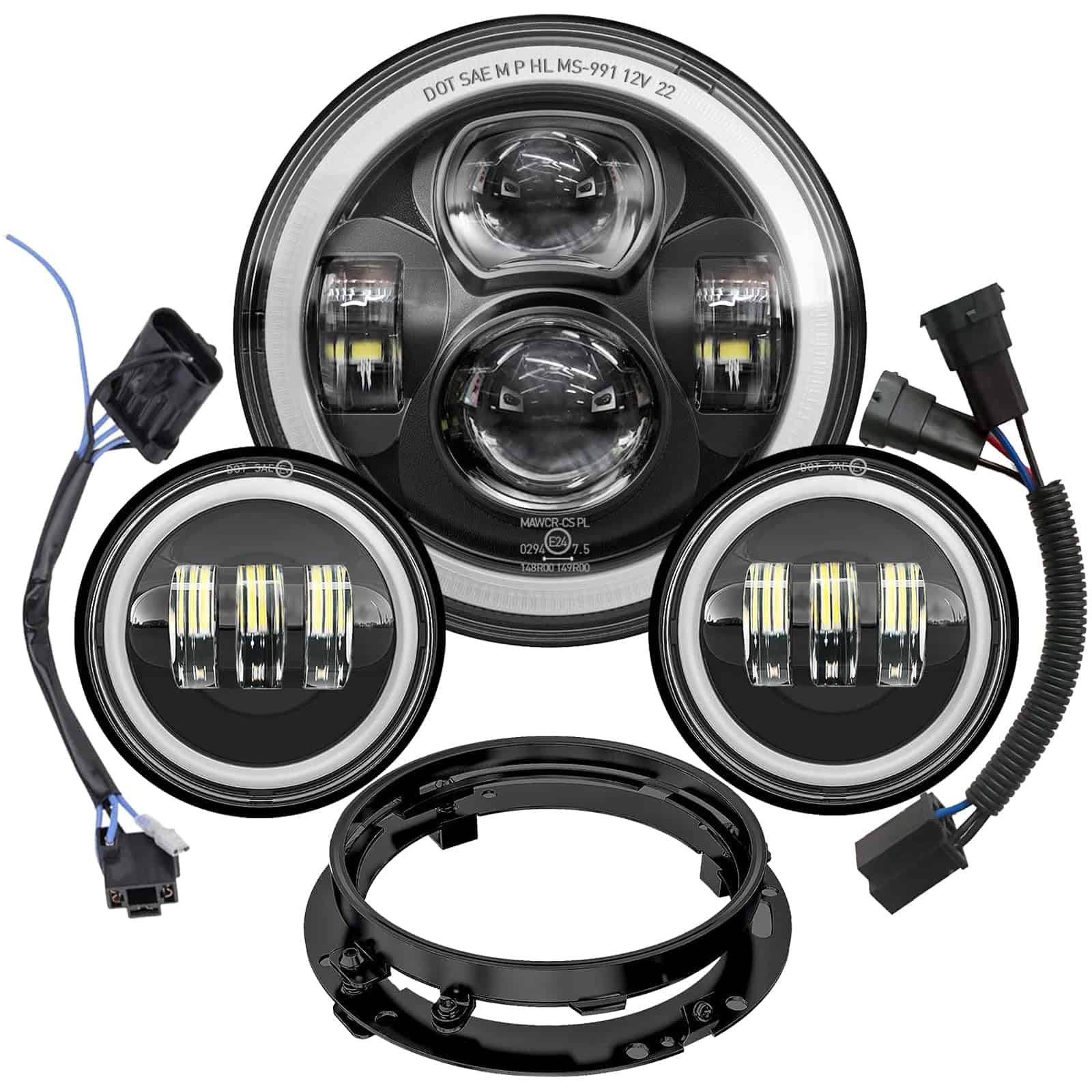 Faros LED de motocicleta de 7 pulgadas 4.5" Luces de niebla