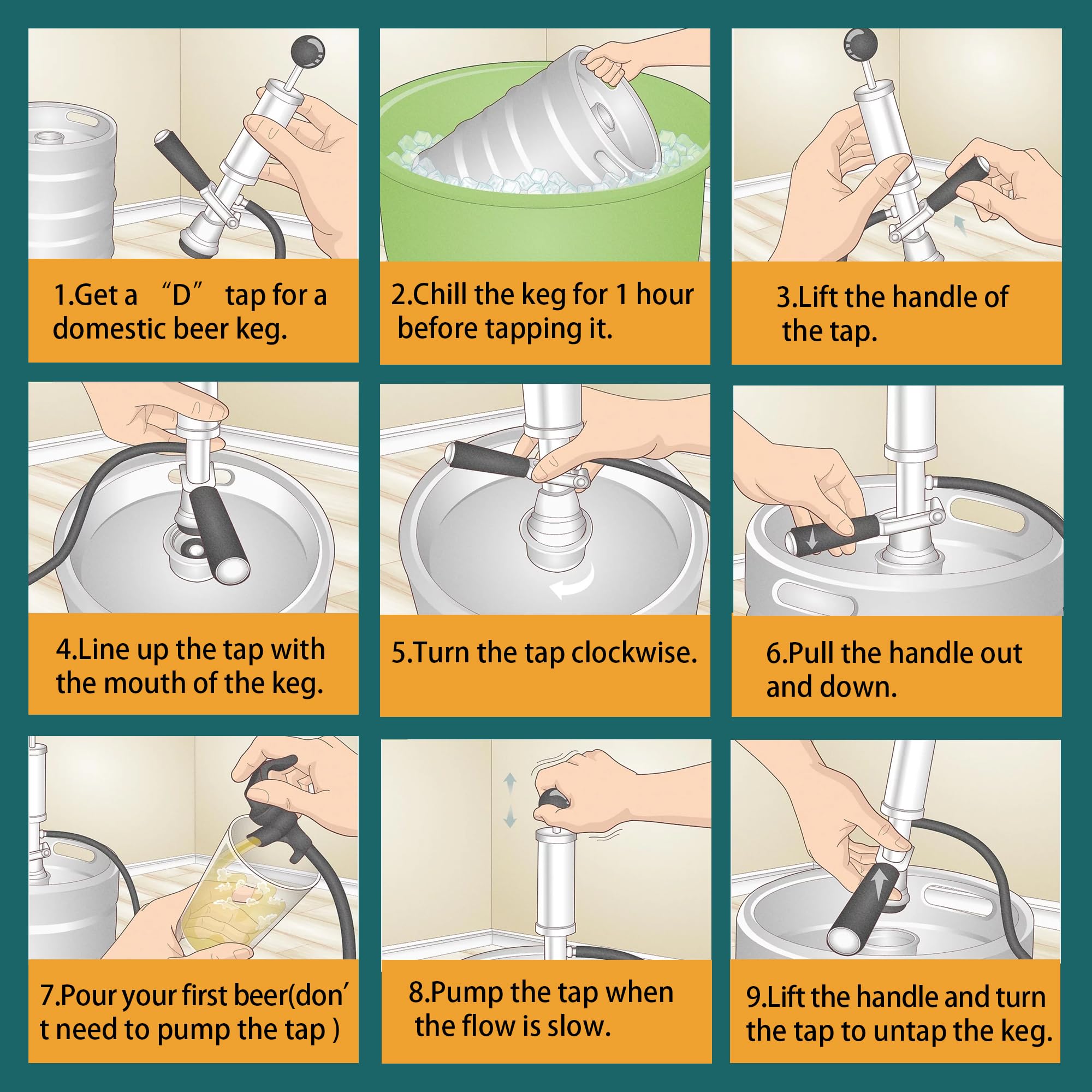 4'' Bomba de Barril +3 Grifos+4 Abrazaderas de Manguera, - Imagen 4