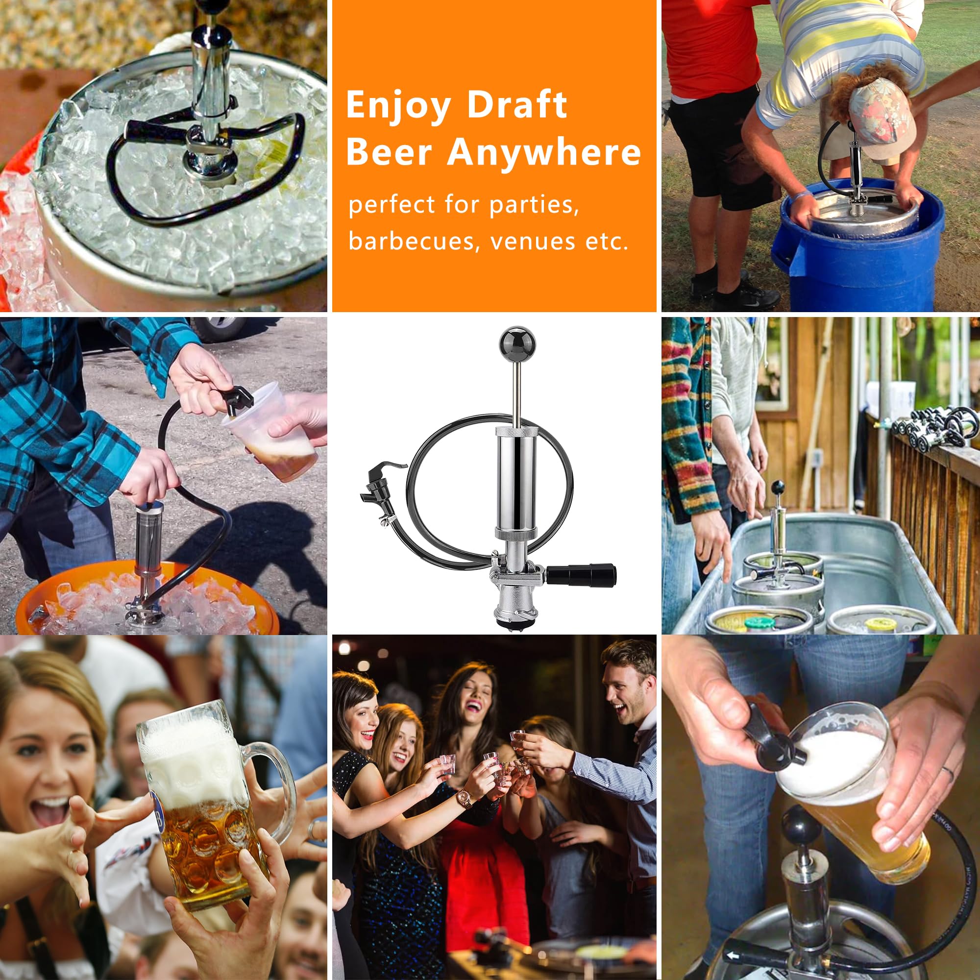 4'' Bomba de Barril +3 Grifos+4 Abrazaderas de Manguera, - Imagen 7