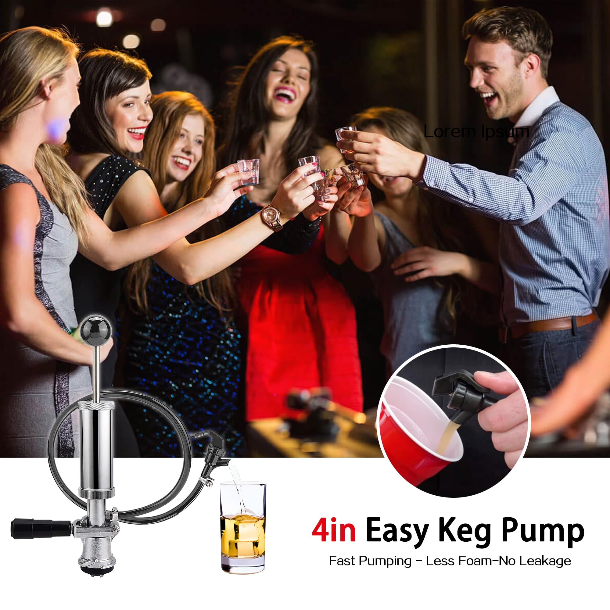 4'' Bomba de Barril +3 Grifos+4 Abrazaderas de Manguera, - Imagen 3