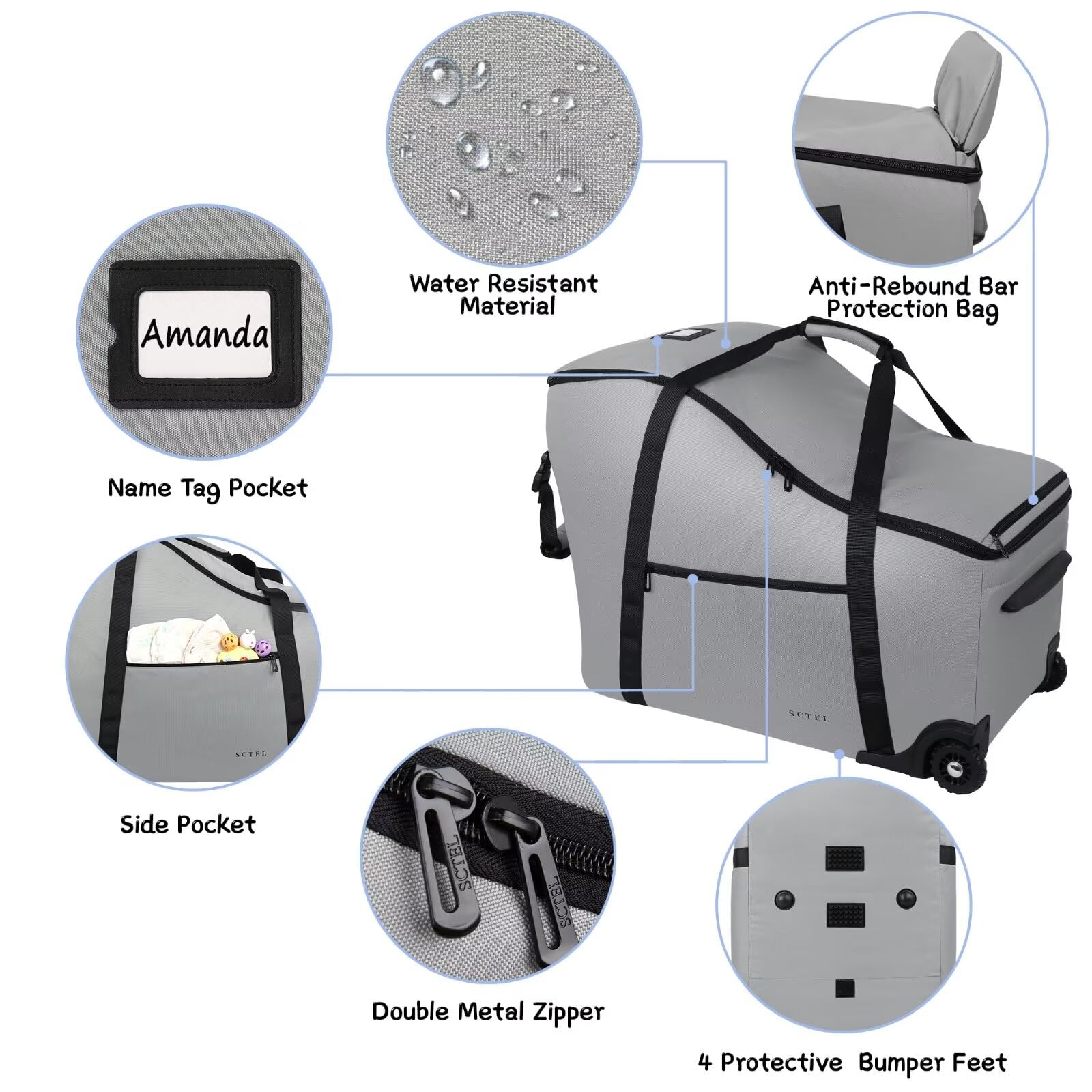 Bolsas para asientos de automóvil SCTEL para viajes aéreos, - Imagen 6