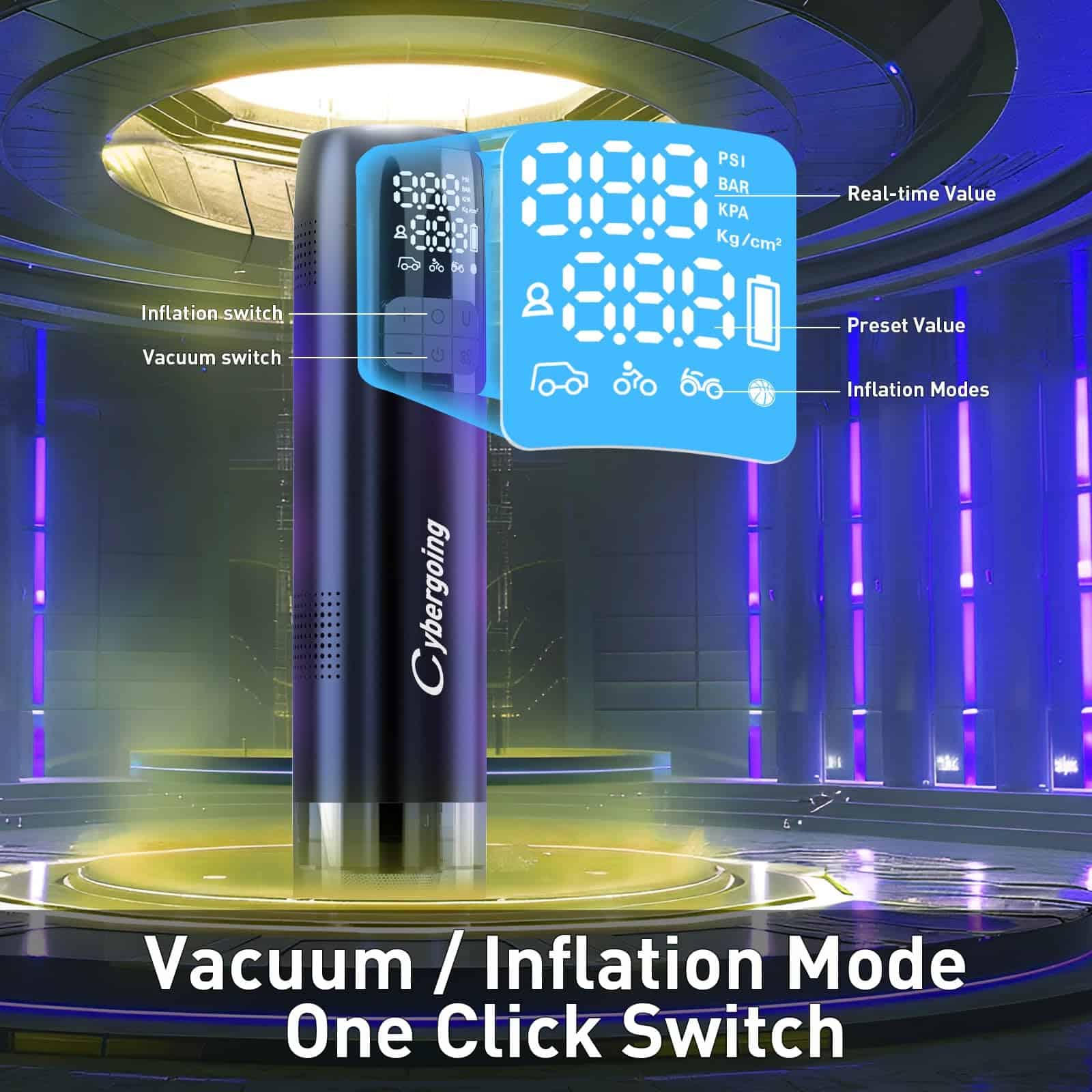 Inflador de neumáticos y aspiradora de automóvil portátil - Imagen 8