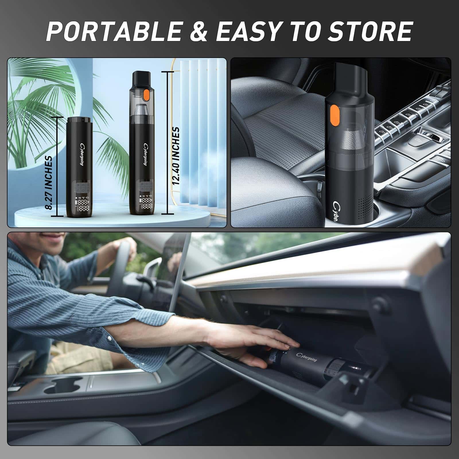 Inflador de neumáticos y aspiradora de automóvil portátil - Imagen 7