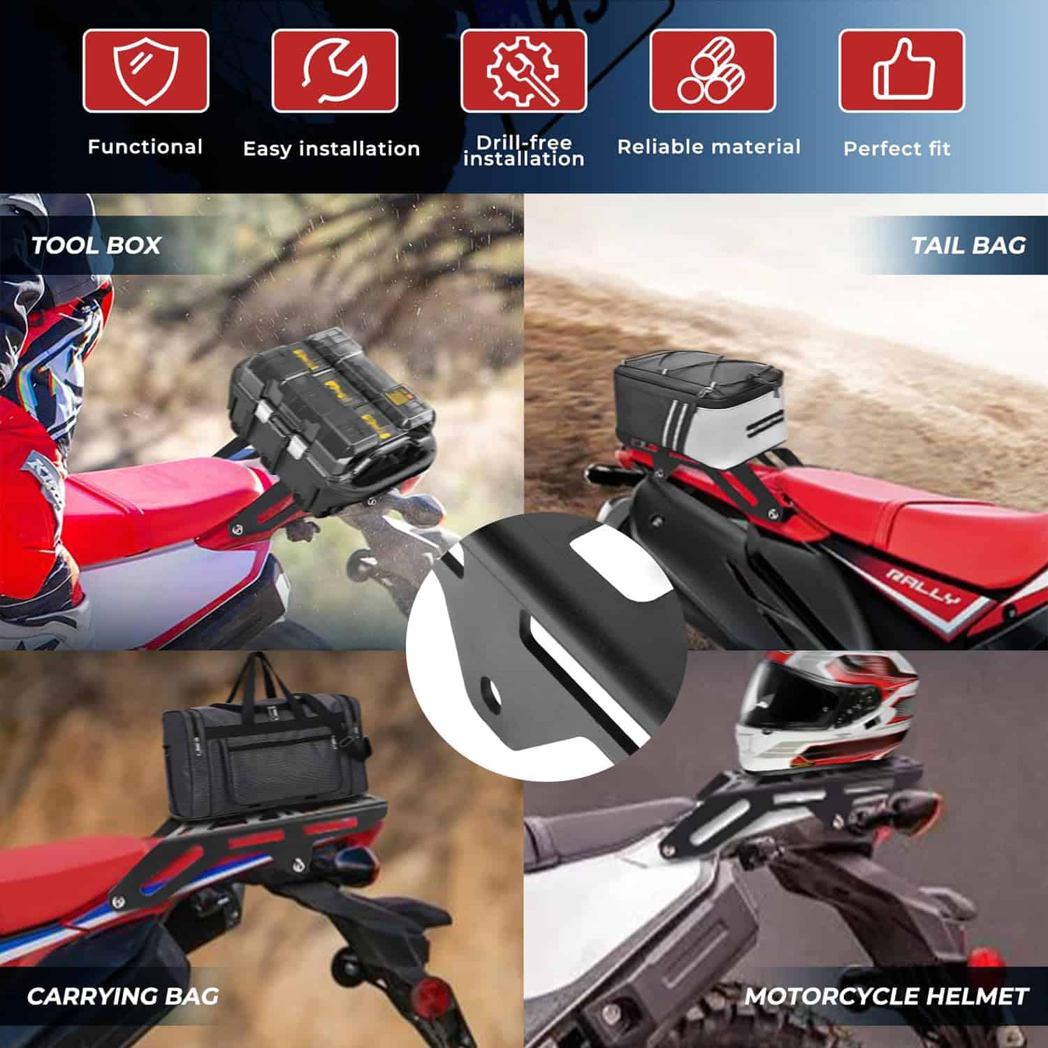 EKSED Motorcycle Rear Rack para CRF300L / CRF300L Rally - Imagen 3
