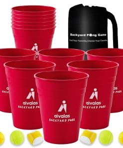 Juego de Aivalas Giant Yard Pong para -Rojo