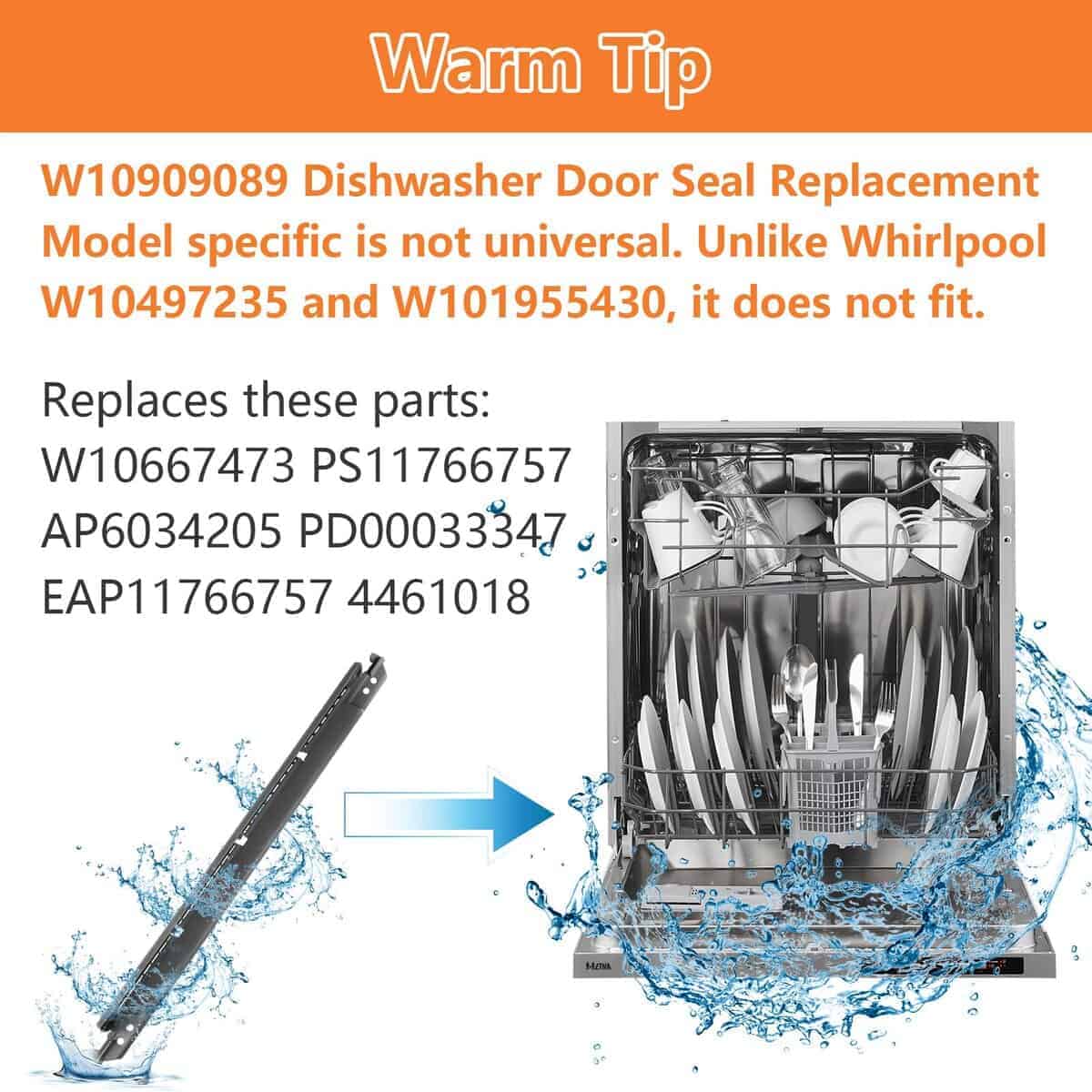 Sello de Puerta para Lavavajillas W10909089 Sello Inferior - Imagen 6
