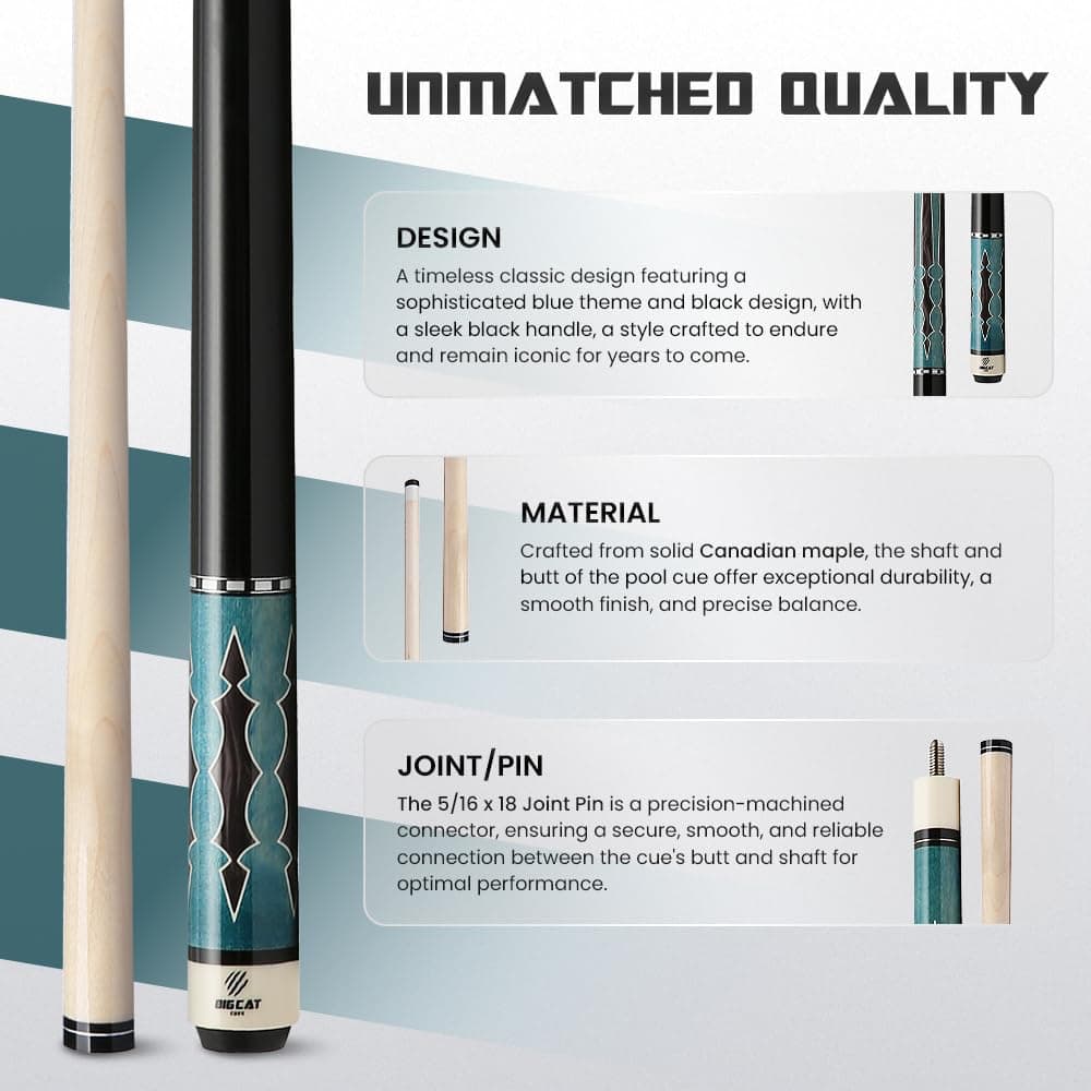 Big Cat Timeless Legacy Pool Cue Stick - -Azul Negro - Imagen 3