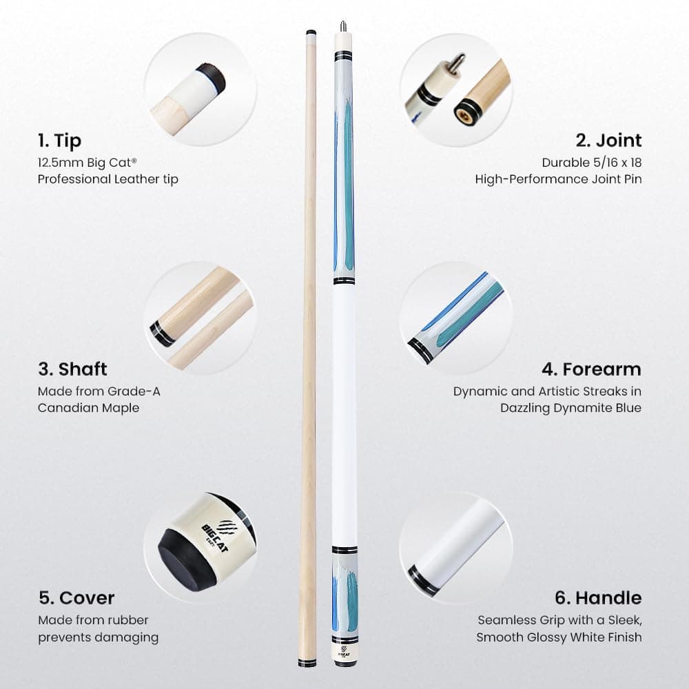 Big Cat Palo de Billar Pincel - Grado A de Arce Canadiense, - Imagen 4