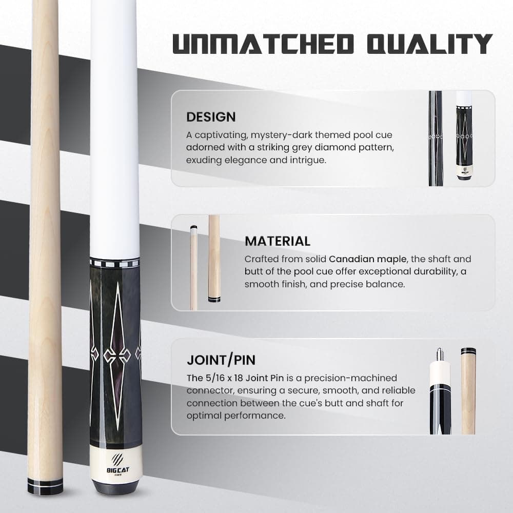 Big Cat Timeless Legacy Pool Cue Stick - -Gris Negro - Imagen 3