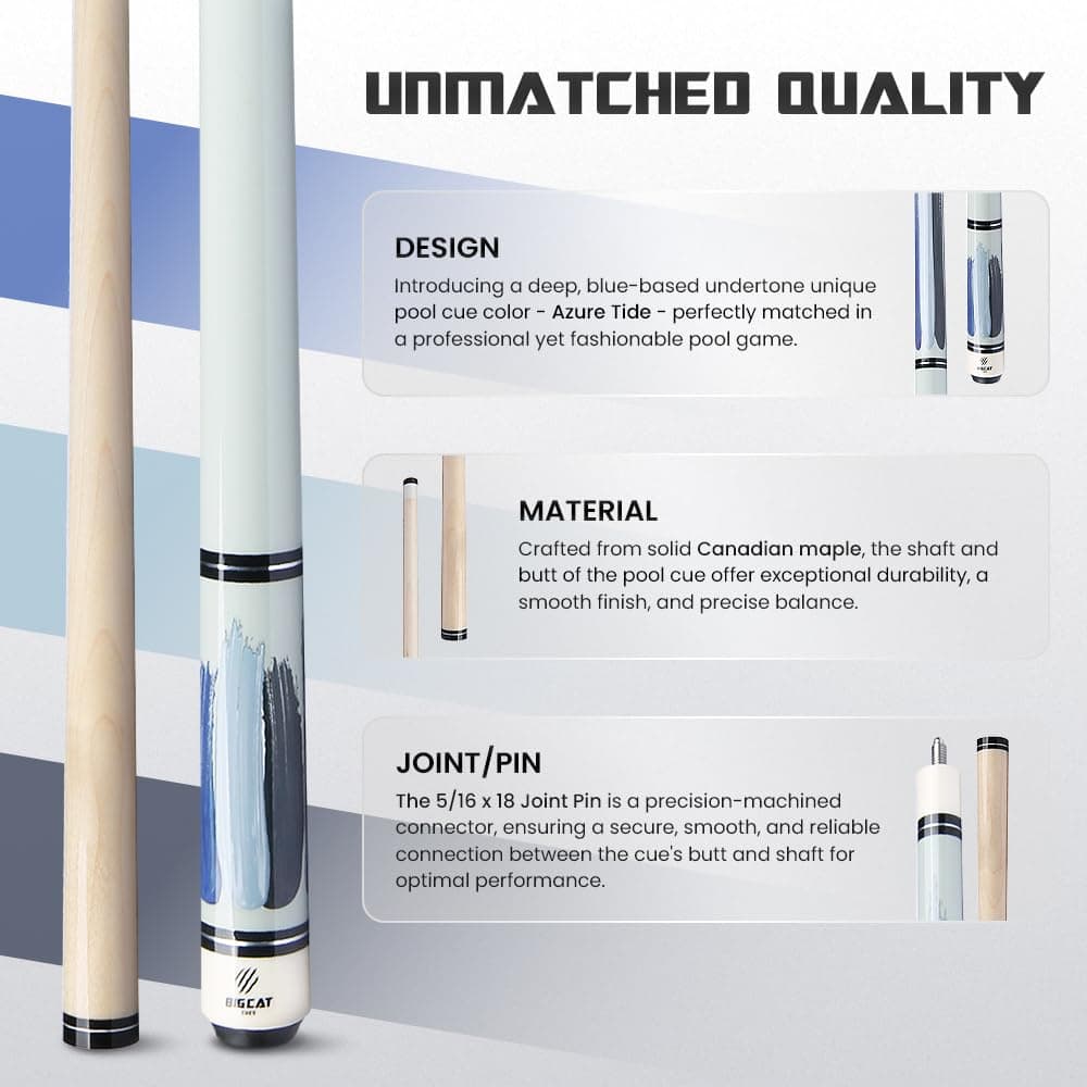 Big Cat Paint Brush Pool Cue Stick - -Marea Azul - Imagen 6