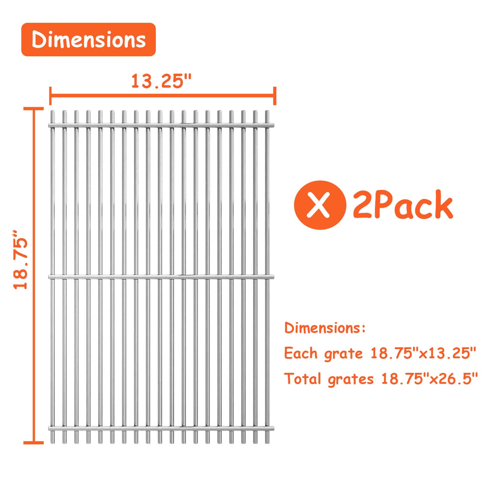 18.75" Parrilla de Cocina de Acero Inoxidable para Weber - Imagen 3