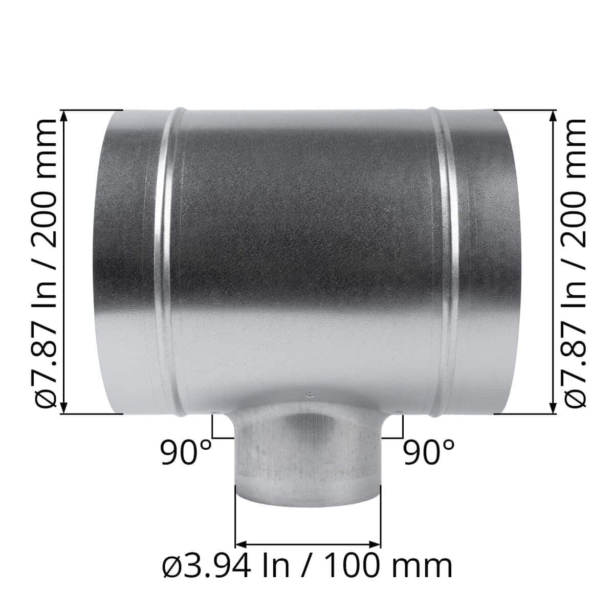 Divisor de T de Conducto de 8 pulgadas a Conector de Rama - Imagen 3