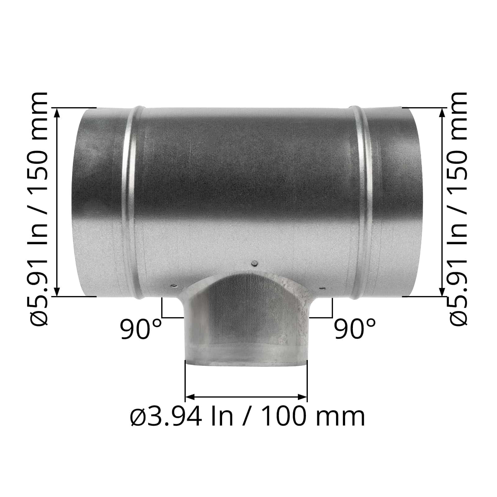 Divisor en T de conducto de 6 pulgadas a Conector de rama - Imagen 3