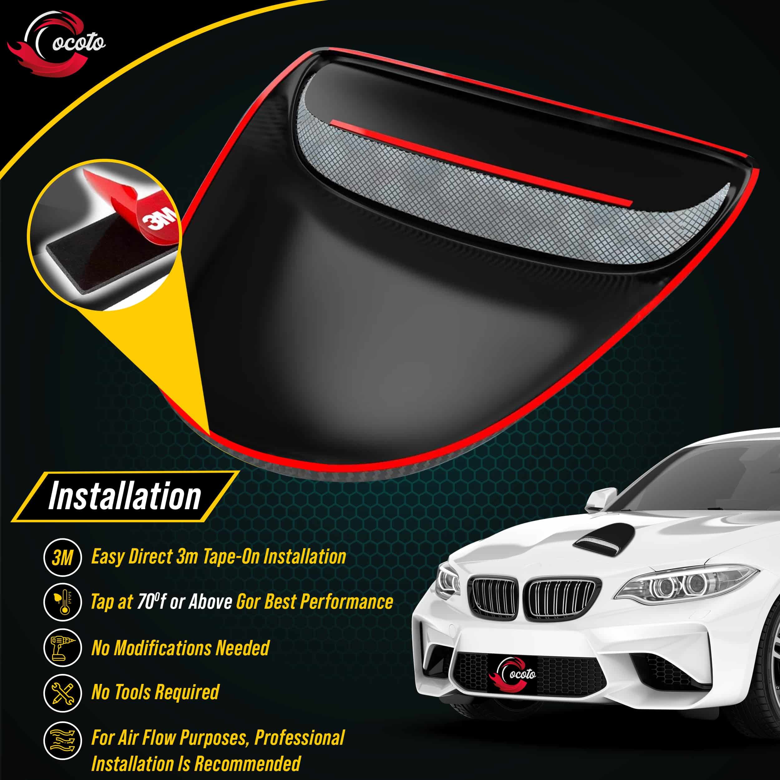 COCOTO Cubierta de ventilación para capó delantero de fibra - Imagen 4