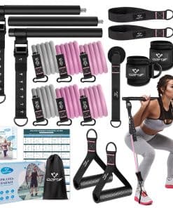 Kit de Barra de Pilates con Bandas de -Rosa Pro (30/40/50lbs