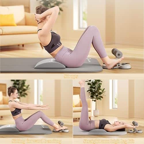 Barra de sit up gris con pedal para pies y cuerda elástica - Imagen 3
