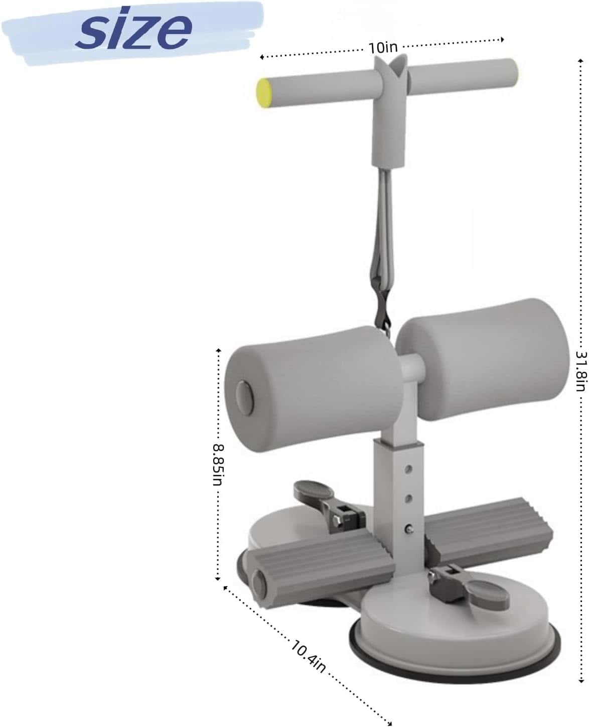Barra de sit up gris con pedal para pies y cuerda elástica - Imagen 6