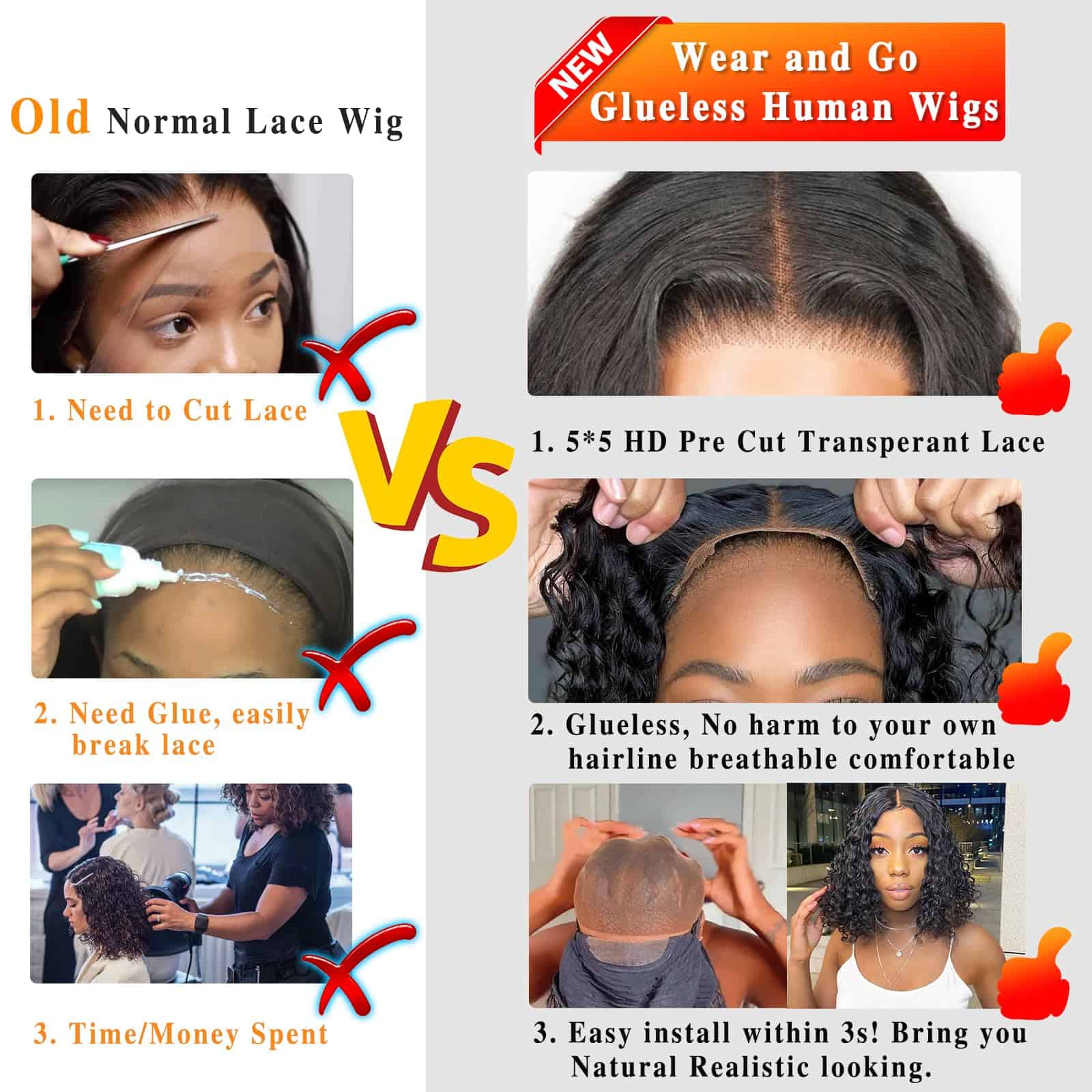 Pelucas de Pelo Humano Rolisy Wear and Go sin Pegamento Pre - Imagen 5