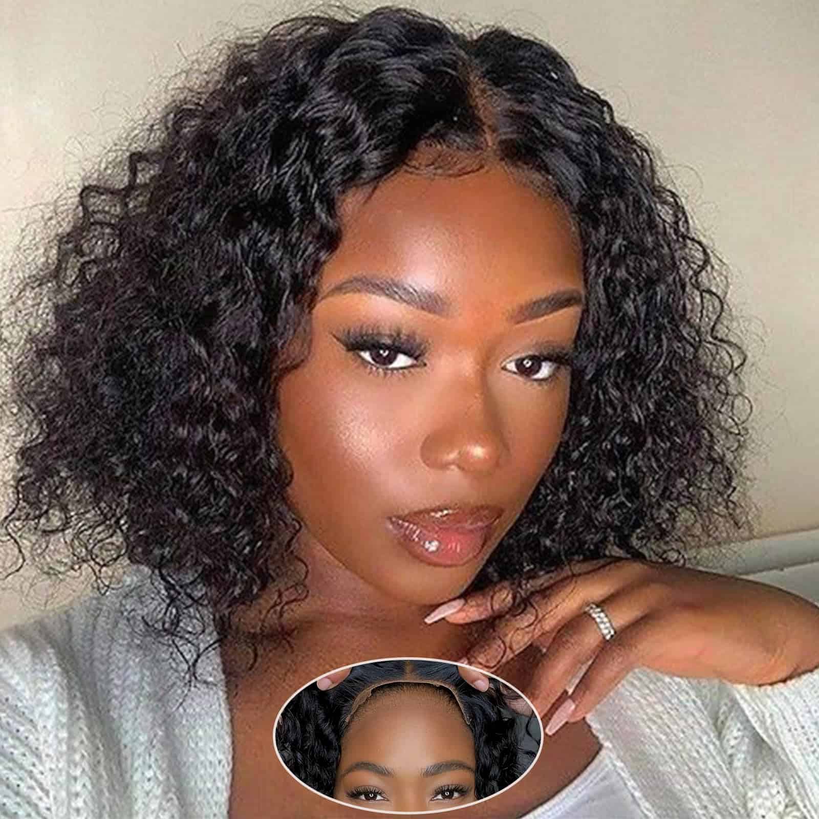 Peluca de Cierre de Encaje Frontal de Onda de Agua Bob