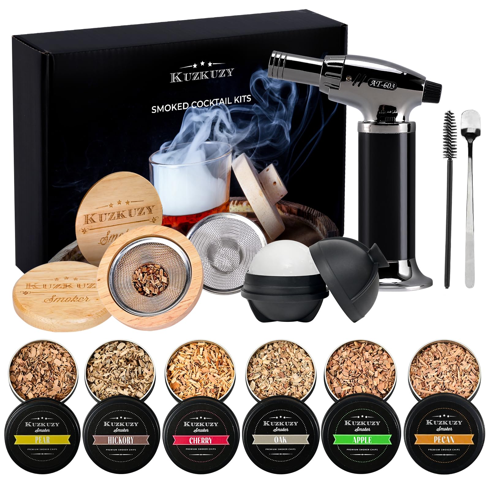 Kit de Fumador para Cócteles con Antorcha – 6 Sabores de