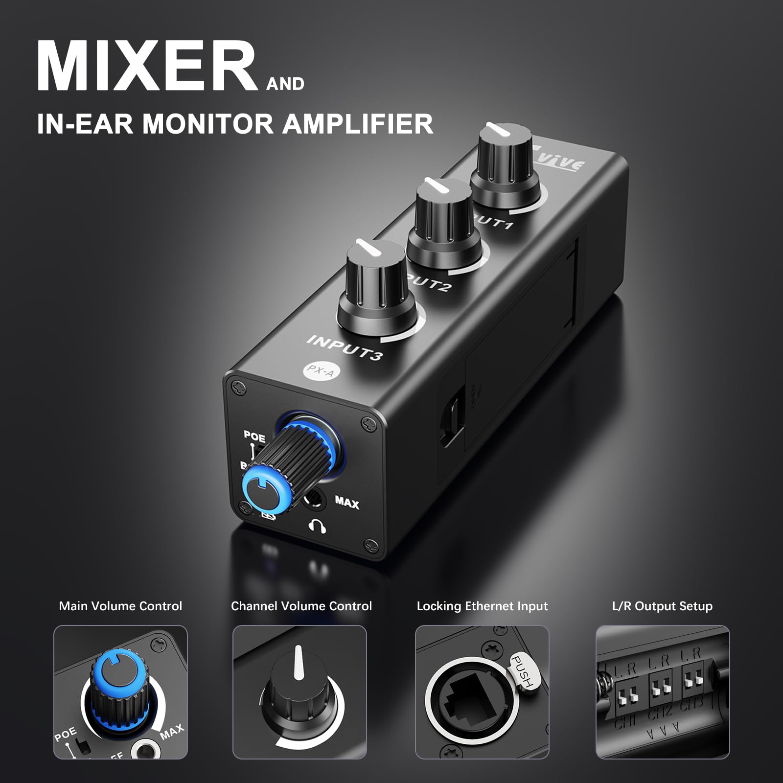 Xvive PX Portable 3-Channel Personal Mixer and Headphone - Imagen 5