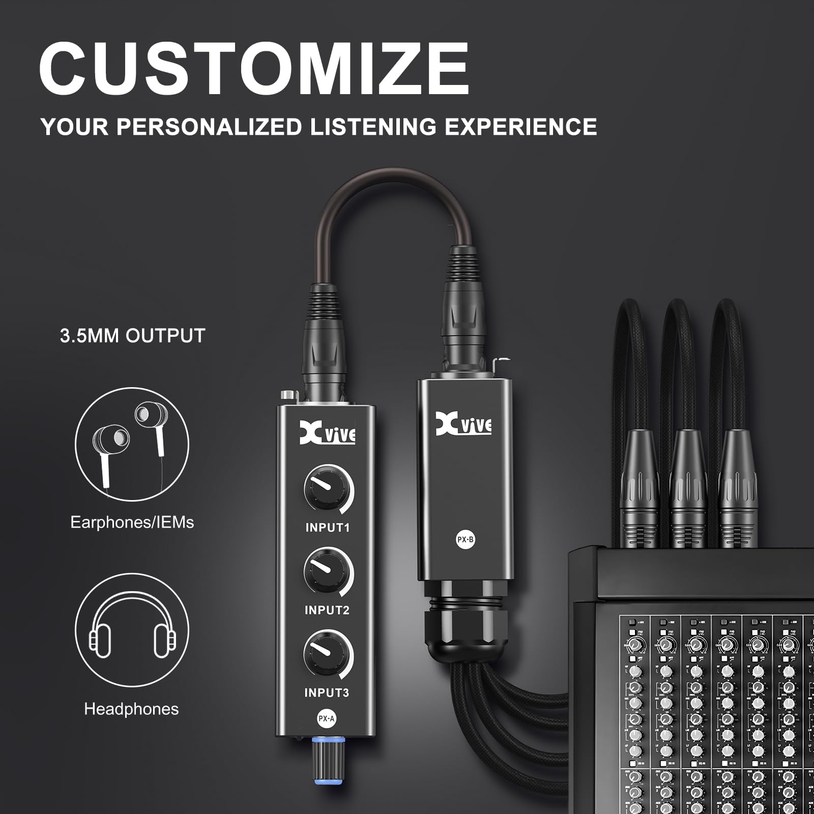 Xvive PX Portable 3-Channel Personal Mixer and Headphone - Imagen 4