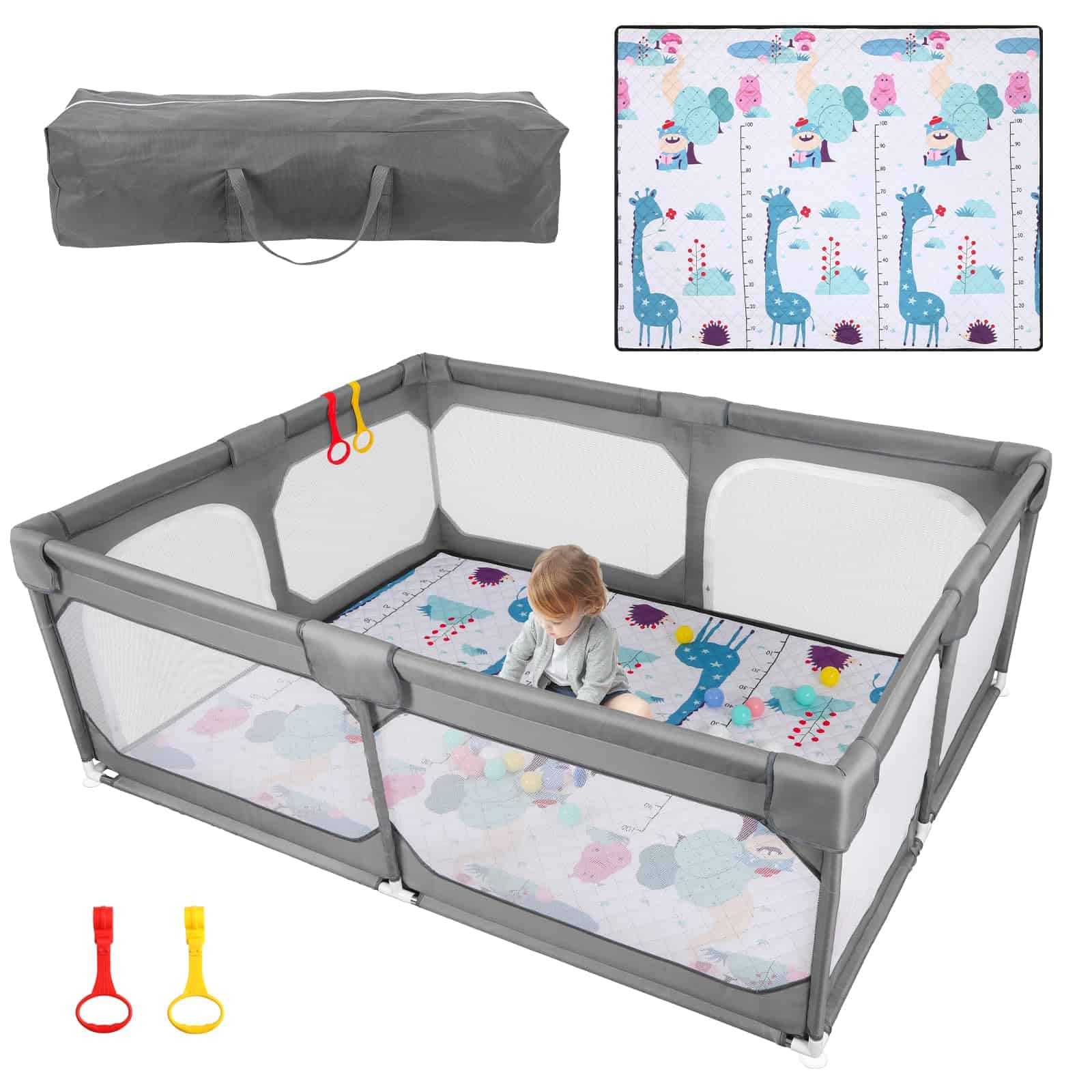 Corralito para bebés JINXIA con Colchoneta 75"*59", Gran