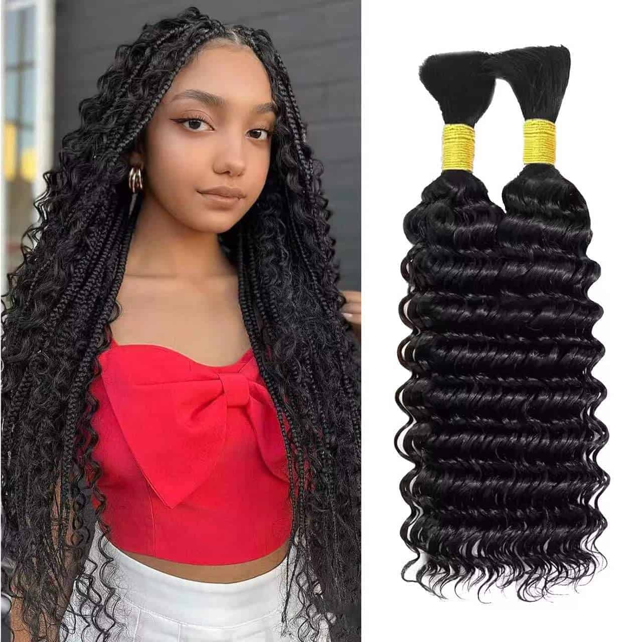 Cabello Trenzado Humano 20 Pulgadas Onda Profunda Paquete