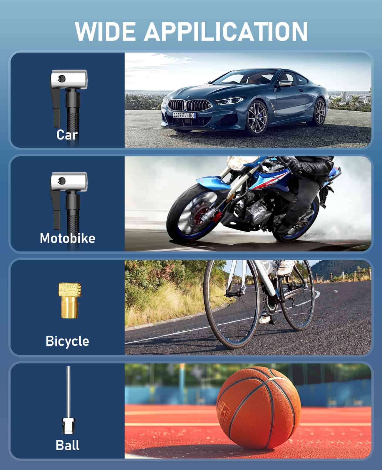 Inflador de neumáticos JUSUOX, compresor de -Negro - Imagen 8