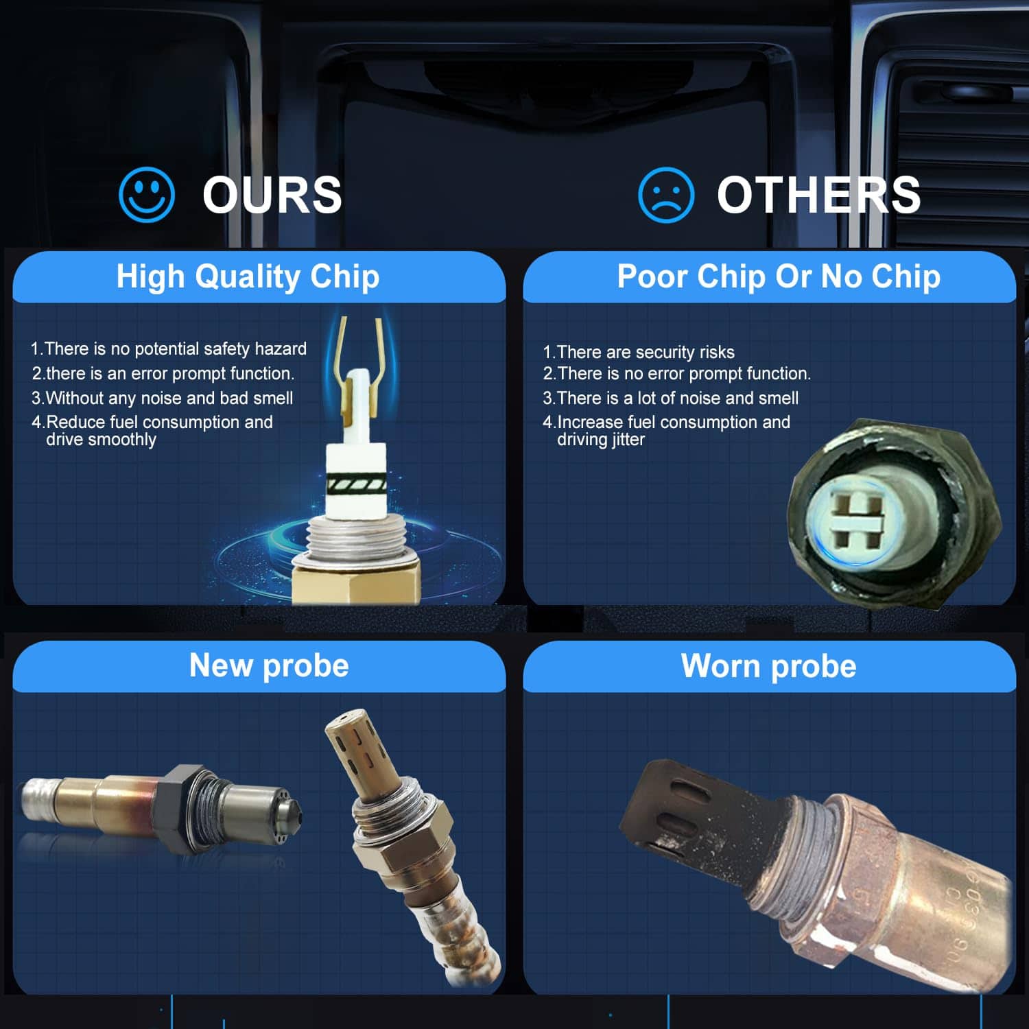 Sensor de oxígeno de relación aire-combustible de 4 piezas - Imagen 3