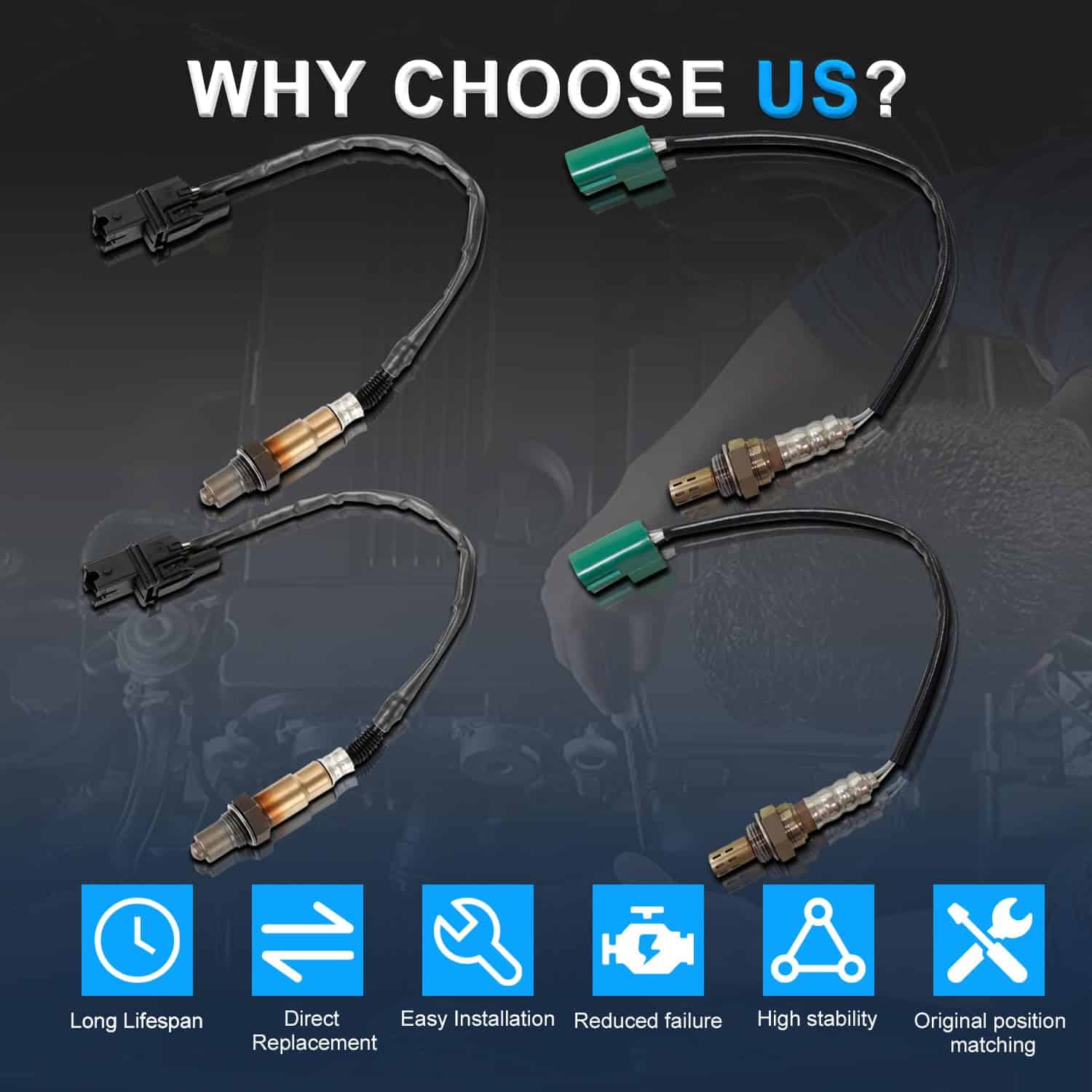 Sensor de oxígeno de relación aire-combustible de 4 piezas - Imagen 8