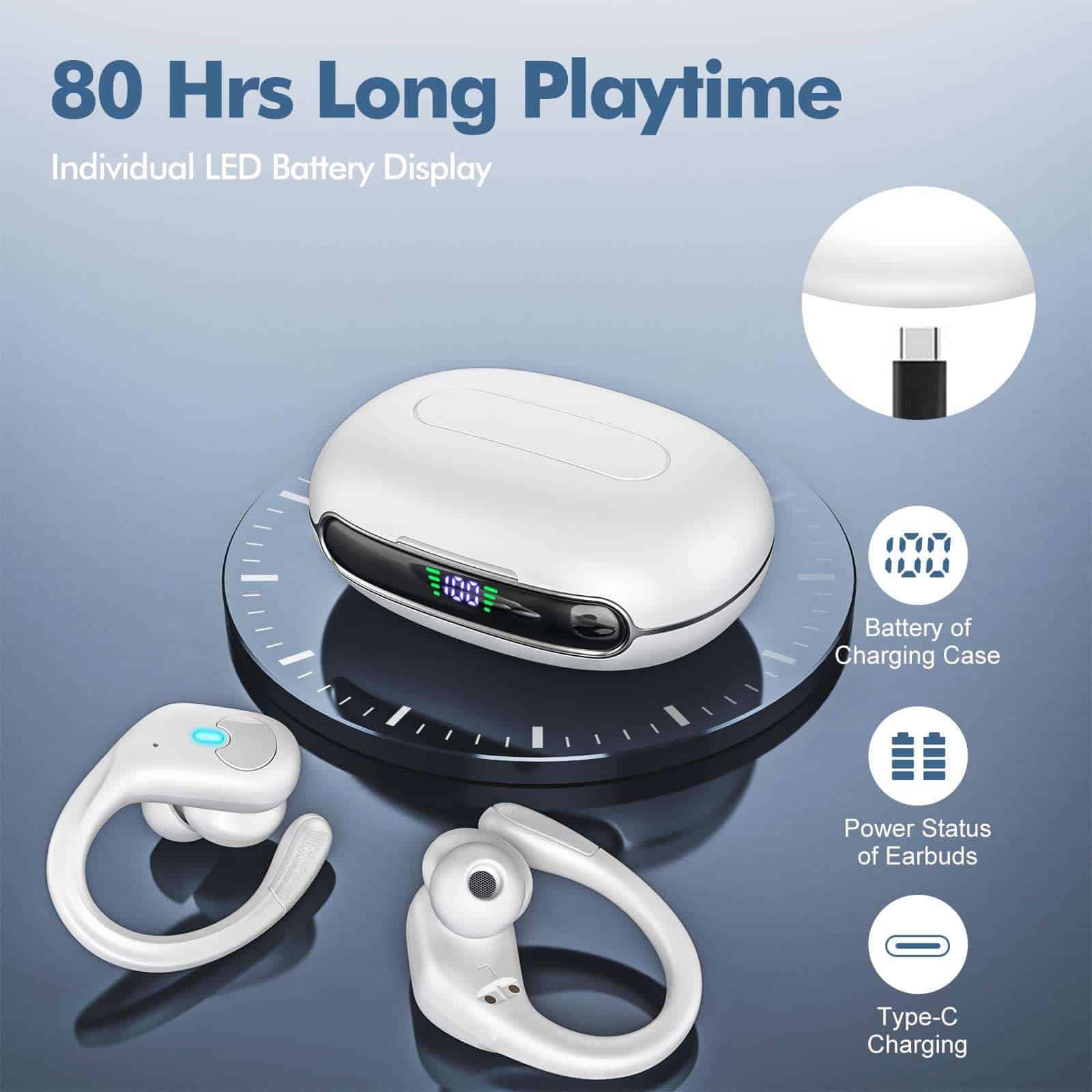 Audífonos inalámbricos GUVANI Bluetooth con 80 horas de - Imagen 3